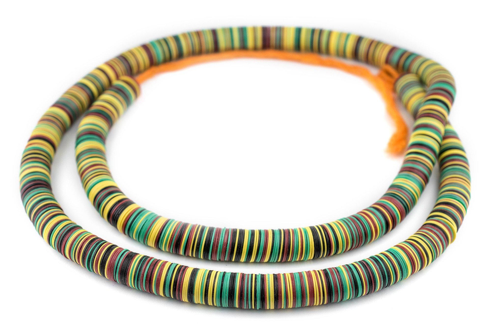 Earth Medley Vinyl Phono Record Beads 14mm Ghana African Multicolor Disk