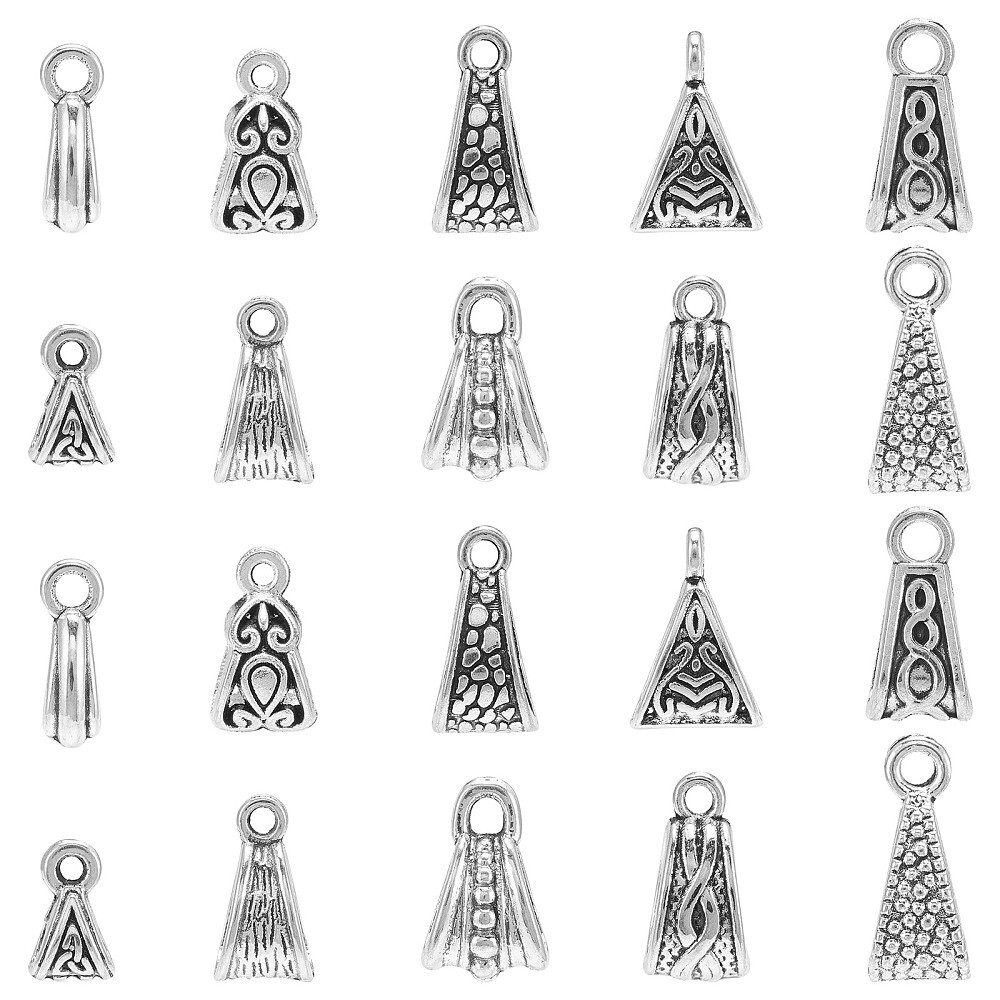 100Pcs Tibetan Triangle Tube Bails Connectors Hanger Spacer Beads Jewelry Making