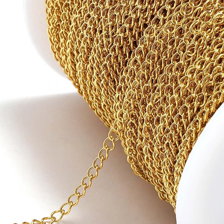 2m Stainless Steel Gold Extension Chain DIY Necklace Bracelet Making