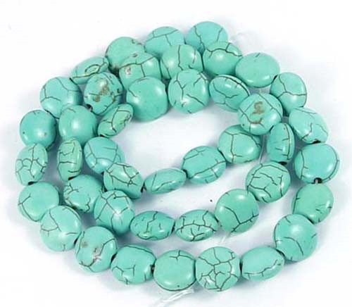 10mm Spider Web Blue Howlite Turquoise disc Coin Beads 16″