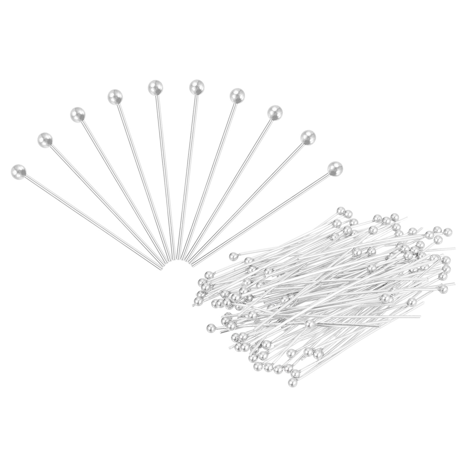 200Pcs Silver Plated Ball Head Pins 20mm Wire Head Pins Brass 24 Gauge