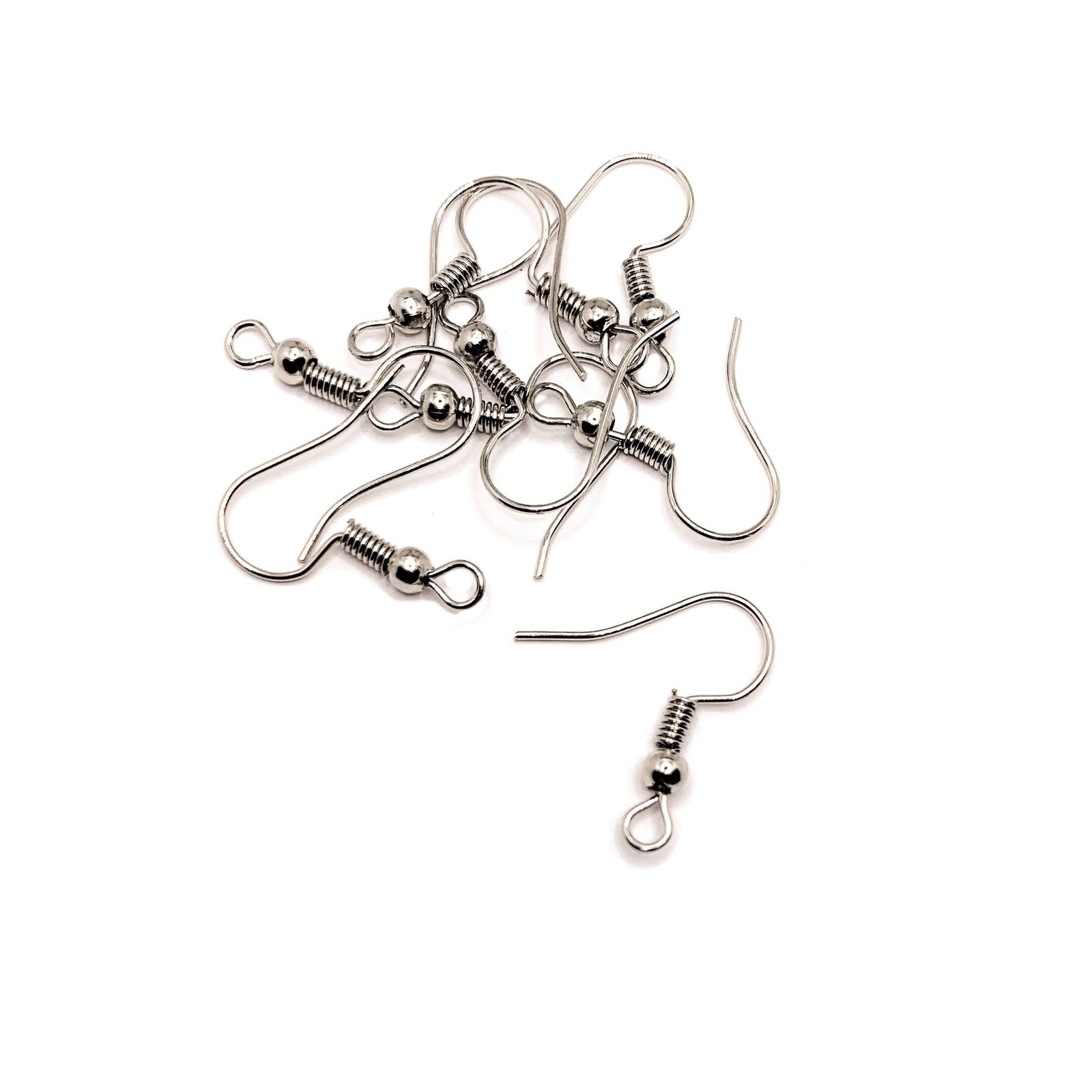 Antique Silver Fish Hook Earring Wires with Spring and Ball, 20x18mm – US Selle