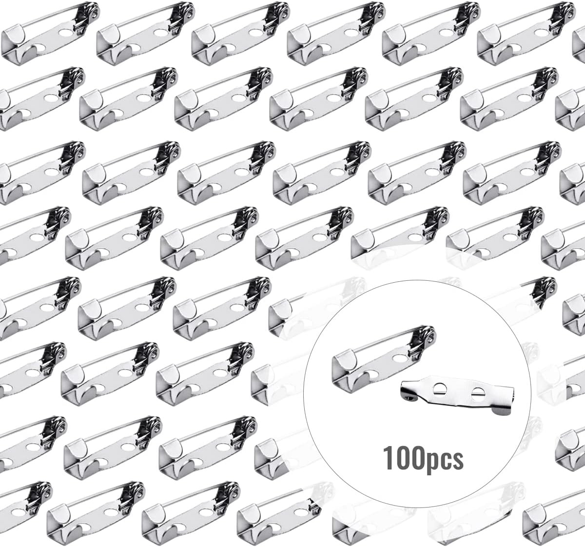 100 Pcs Bar Pins – Silver Brooch Clasp Pins for Badges, DIY Craft, Sewing, Baby