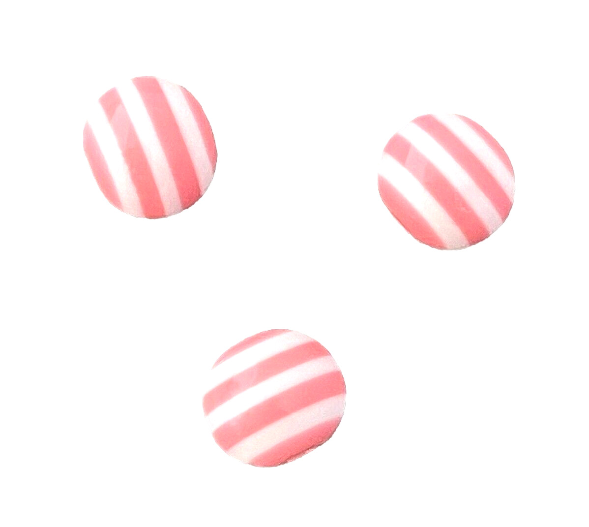 50 Opaque Pink White Striped 10mm Round Laminated Resin Craft Bubblegum Beads
