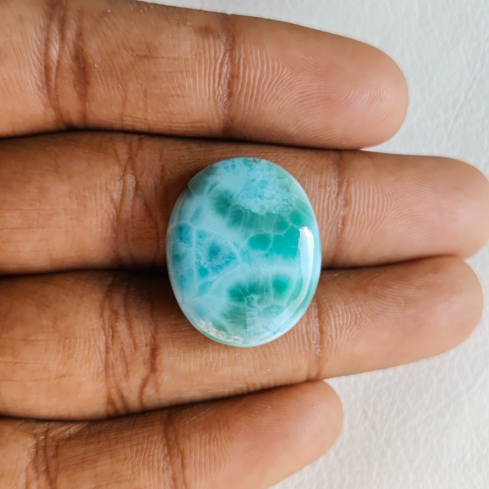 Oval Shape AAA Quality Larimar Cabochon, Size 19x24x5mm Weight 22Carats