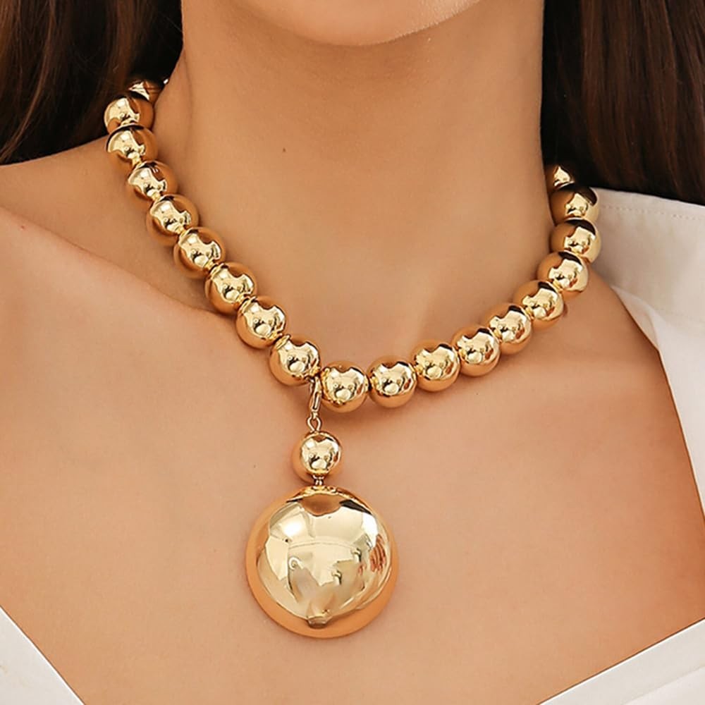 Boho Fashion Prom Shinny Circle Pendant Silver Gold Chunky Choker Necklace Daint