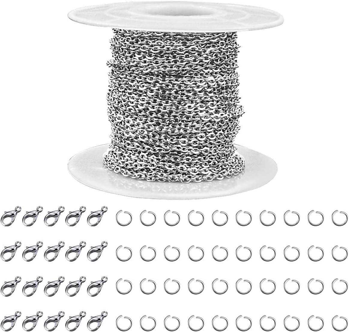 33 Feet Stainless Steel Jewelry Chains for Jewelry Making – Silver Chain Roll