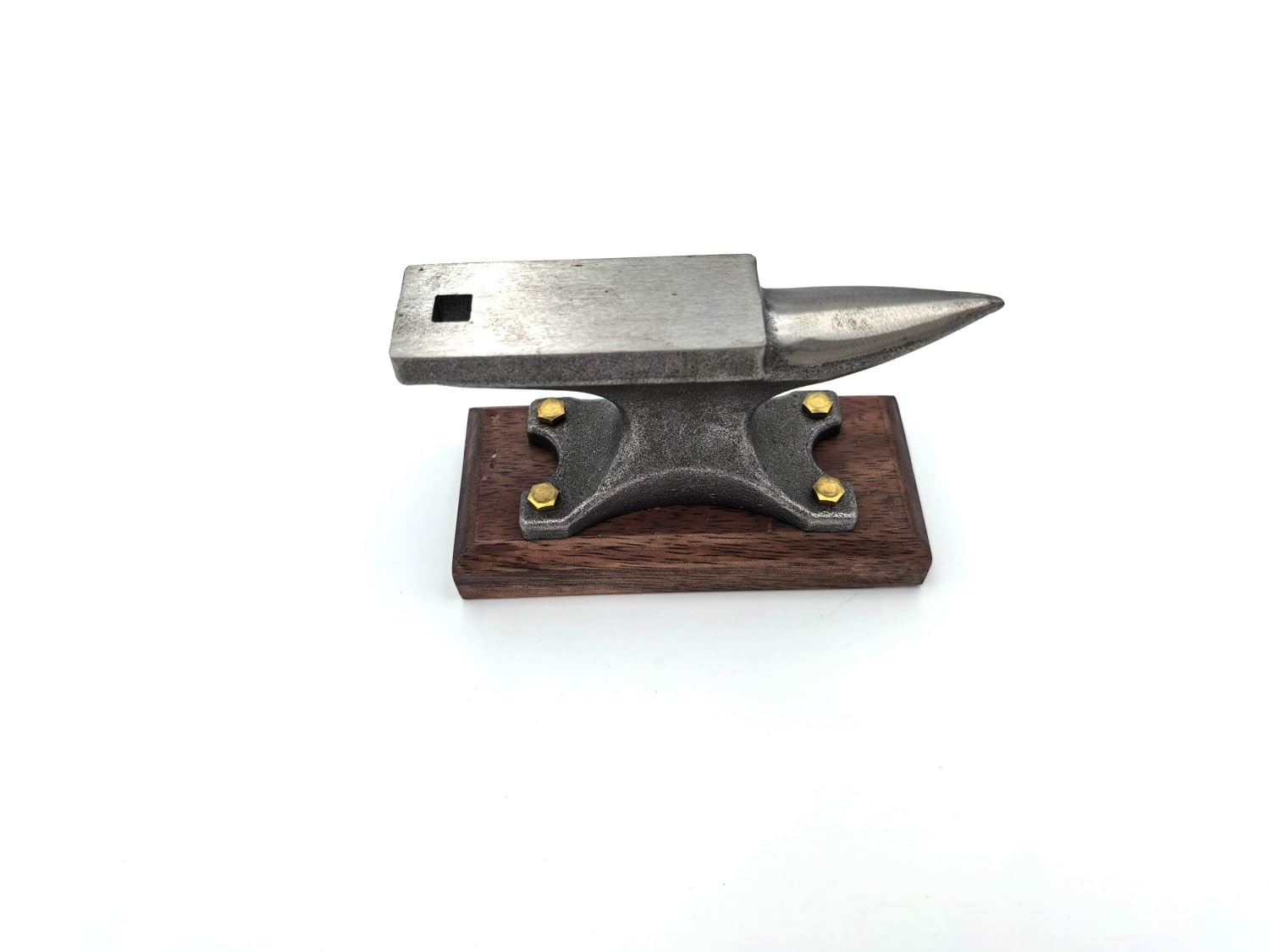 1.7Lbs Mini Horn Anvil, Forged Iron Anvil with Wenge Wood Shock-Absorbing Base f