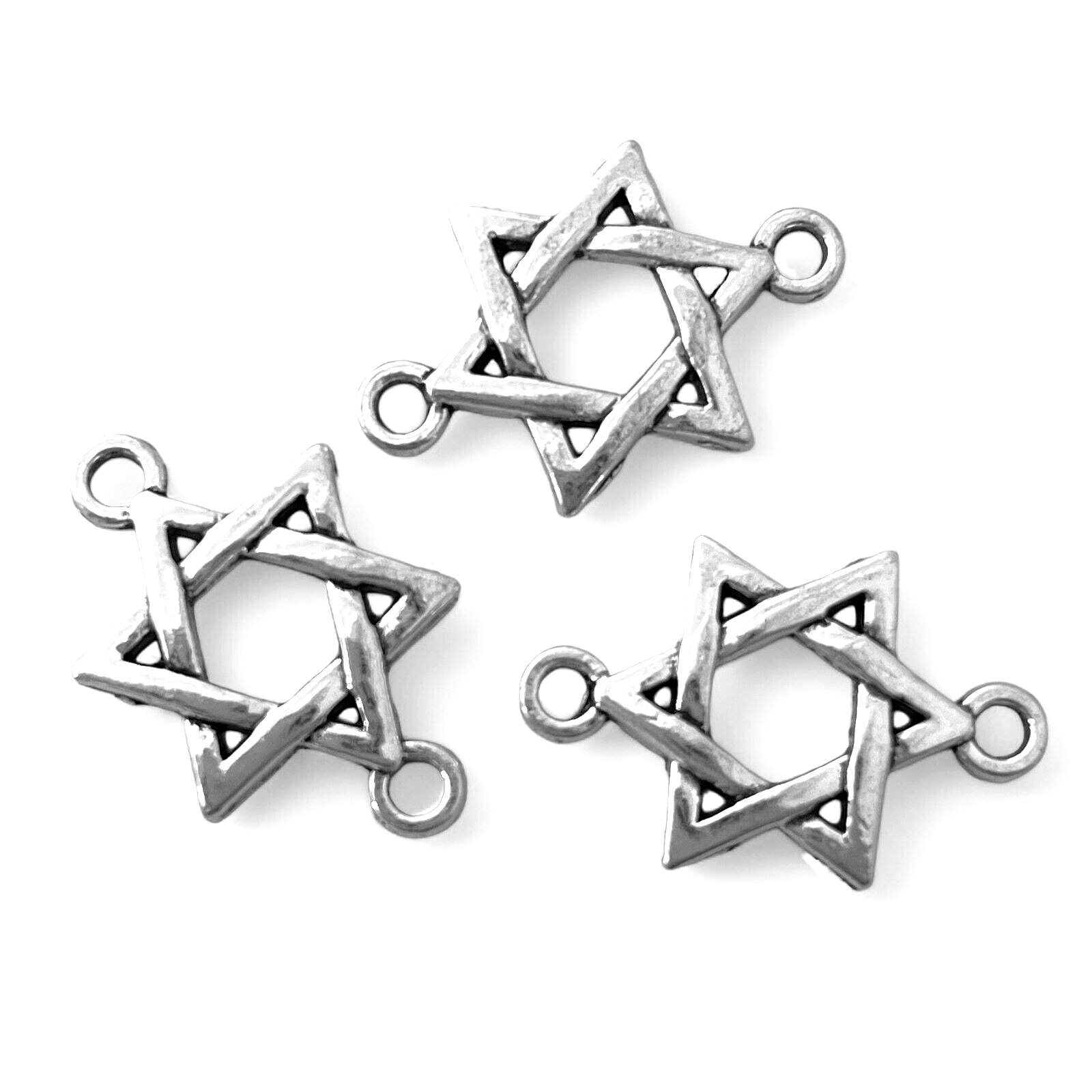 10 pcs Israel Star of David Silver Connector Links Beads Jewelry Making 26x17mm