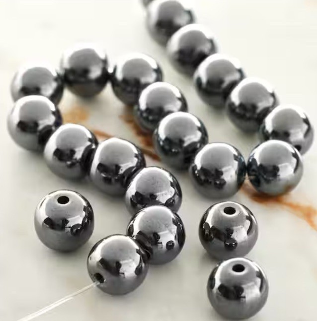 Gray Hematite Stone Round Beads, 10mm by Bead Landing
