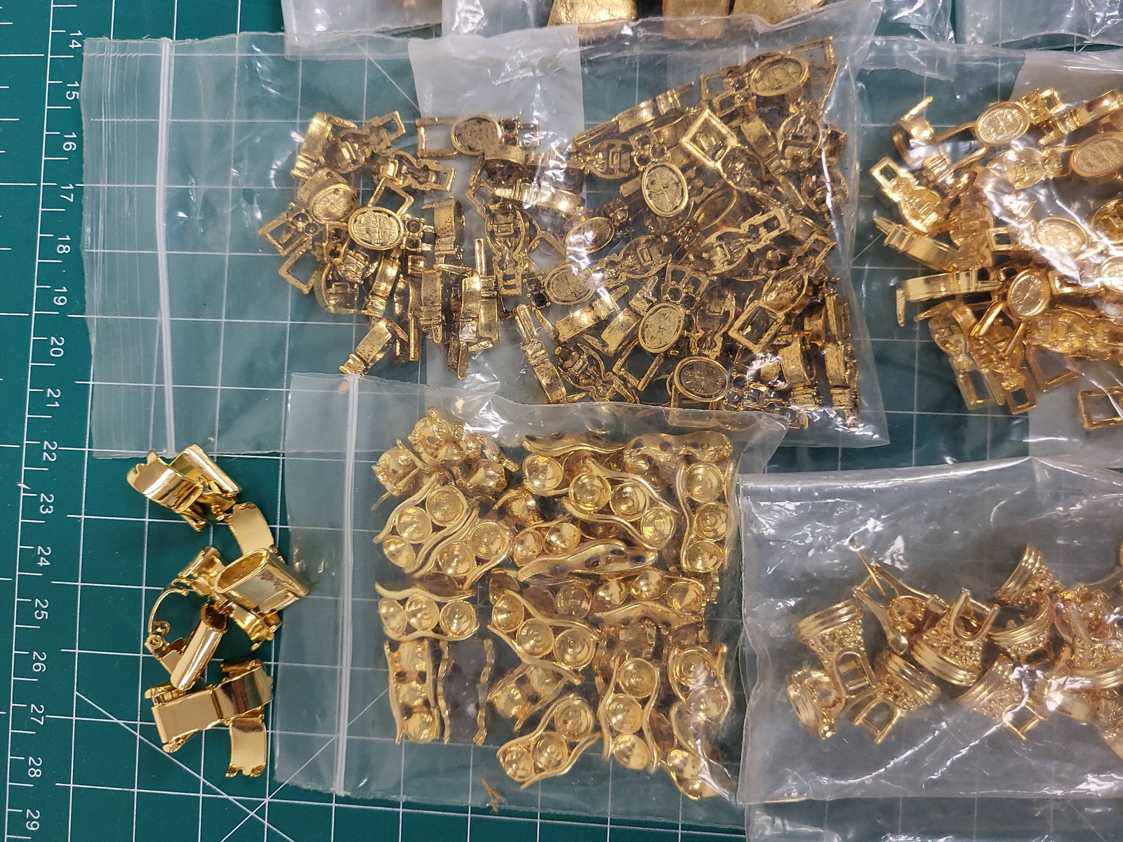 Gold Tone Metal Jewelry Findings Lot Bulk Craft Supplies Charms Beads Connectors