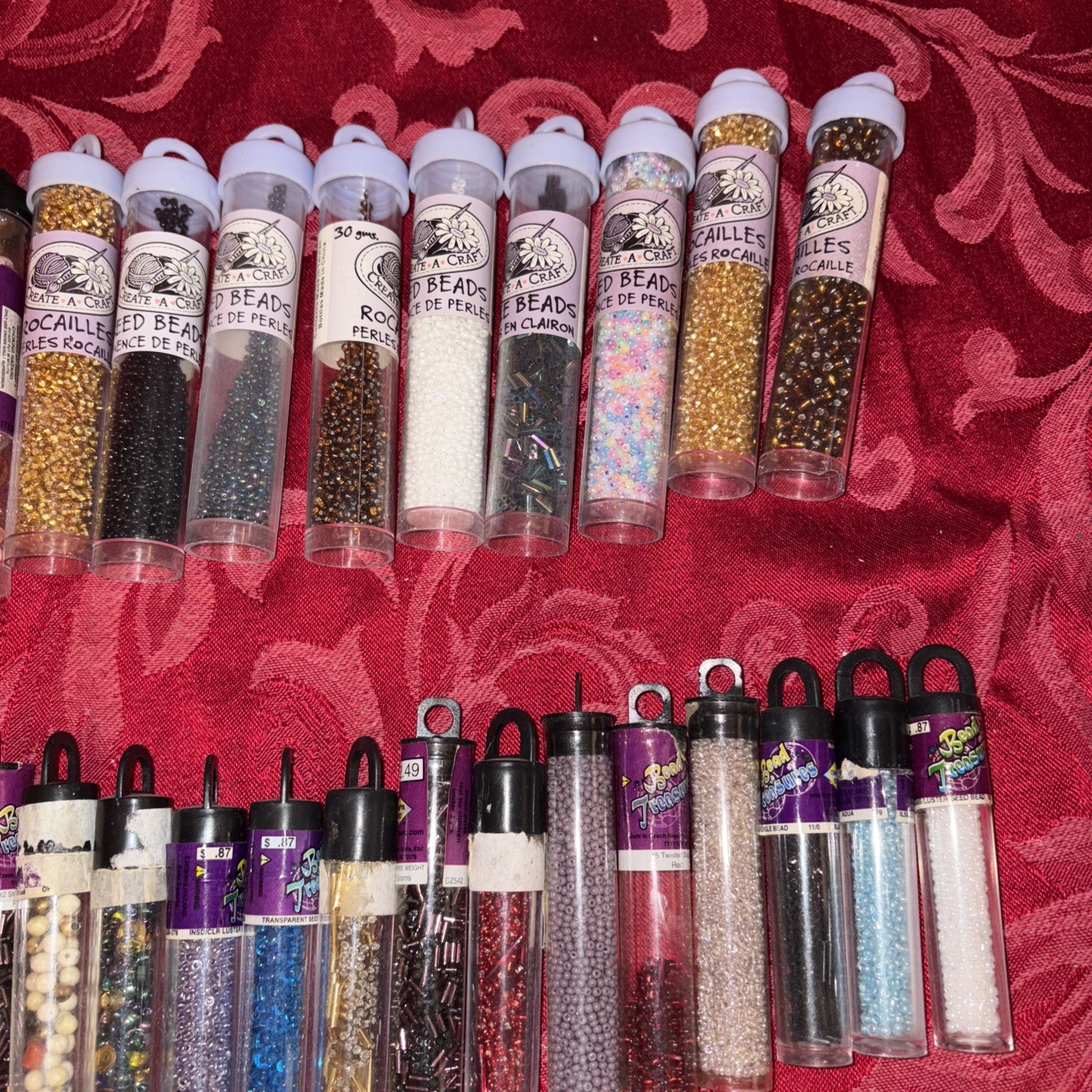 Large Lot of Glass Seed Beads 70+ Tubes Multicolor Czech Taiwan China Misc