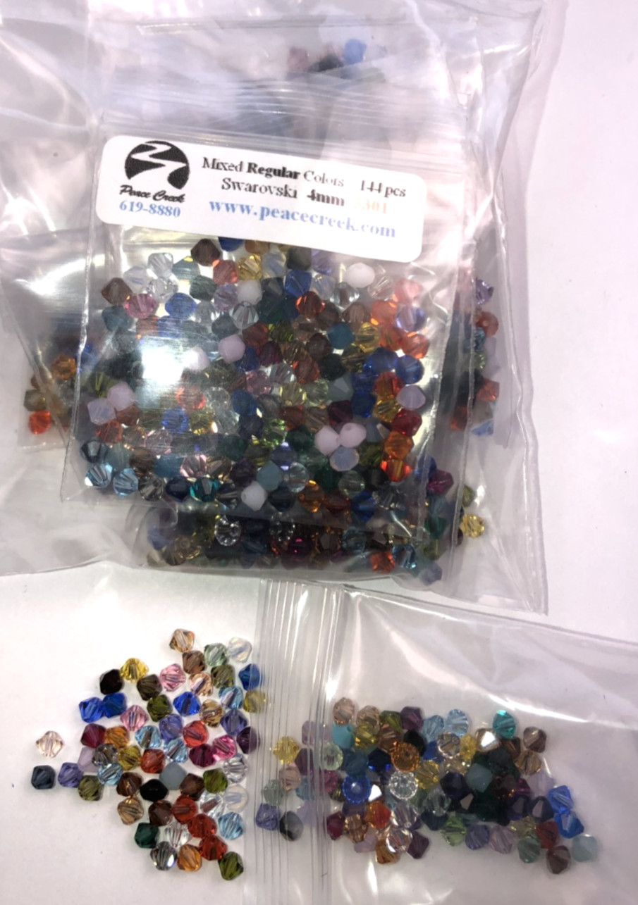 Swarovski Crystal 4mm (1,440 pcs) Mixed Regular Colors #5301 (10 baggies of 144)