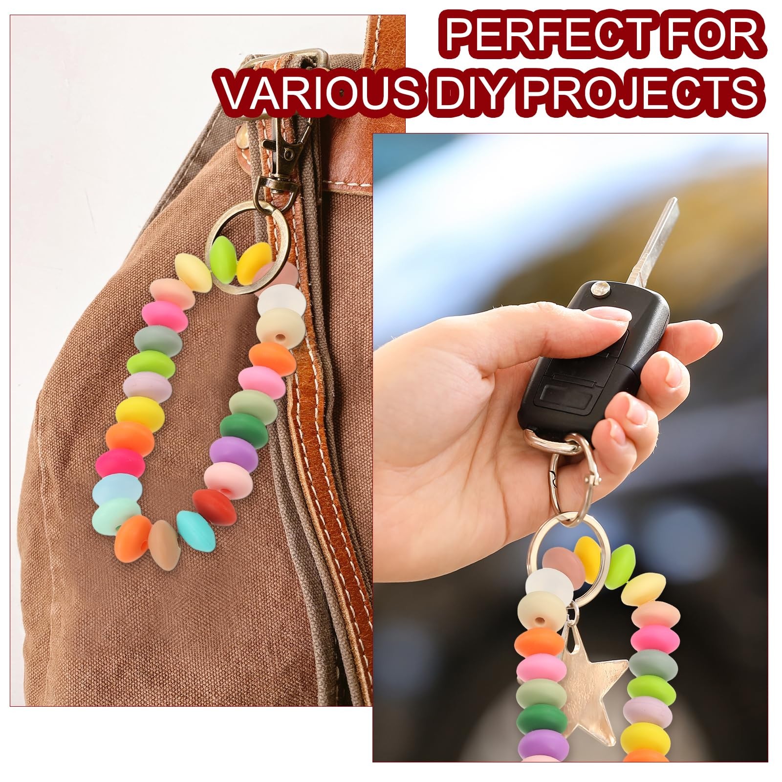 PATIKIL 180 Pcs Bulk Silicone Lentil Beads, 12mm Silicone Abacus Beads Colorf…