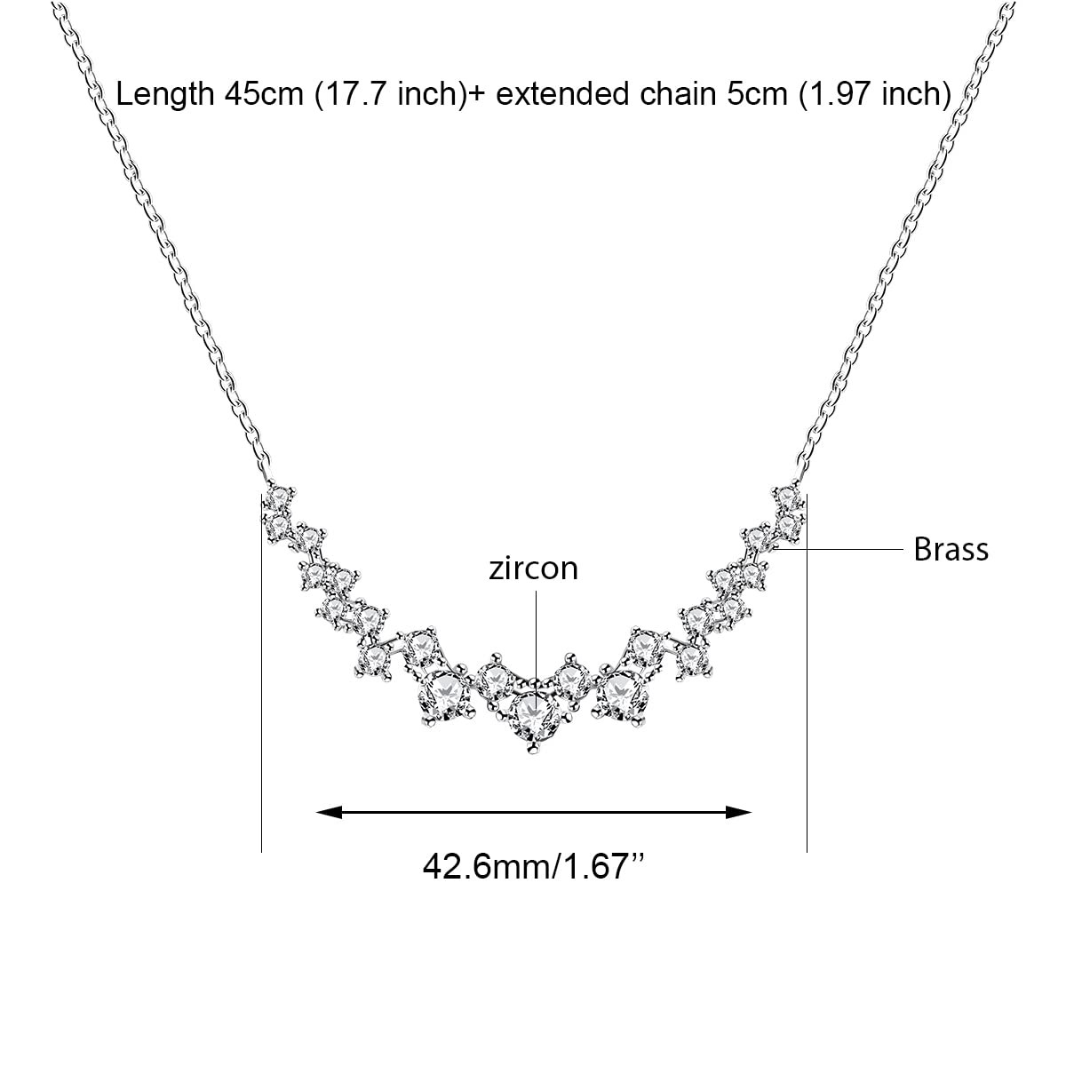 Womens Platinum Plated Round Cubic Zirconia Choker Necklace Light Luxury Clavicl