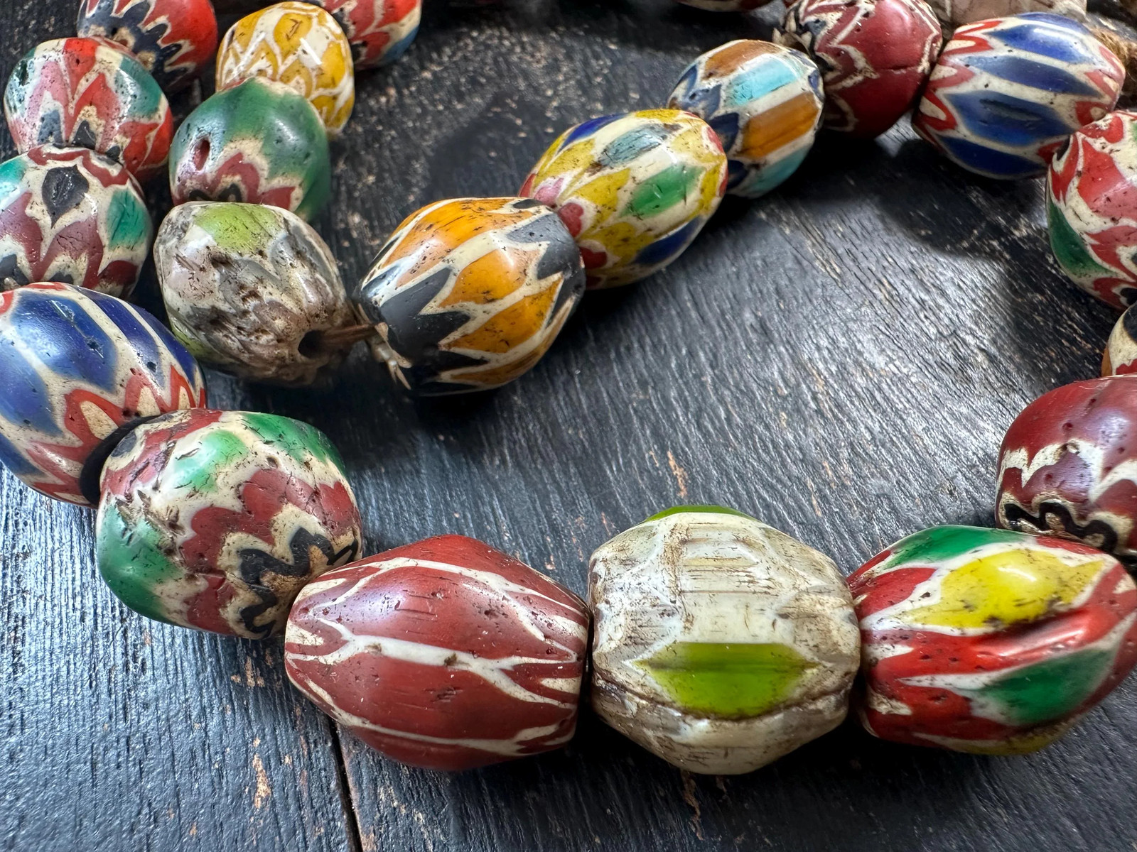 Vintage Chevron Trade Bead Necklace 23-24″ | Millefiori Glass | Multicolor
