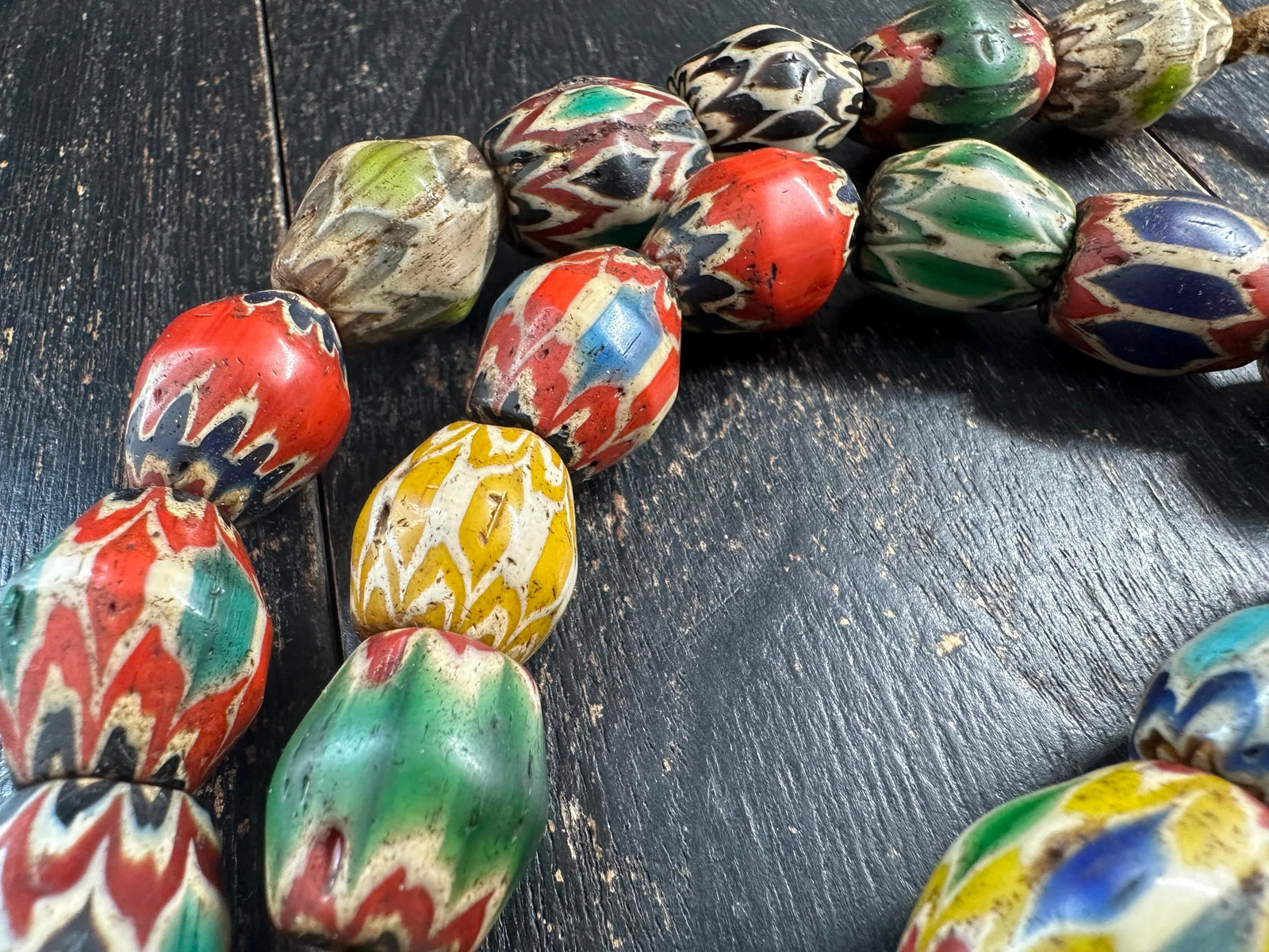 Vintage Chevron Trade Bead Necklace 23-24″ | Millefiori Glass | Multicolor