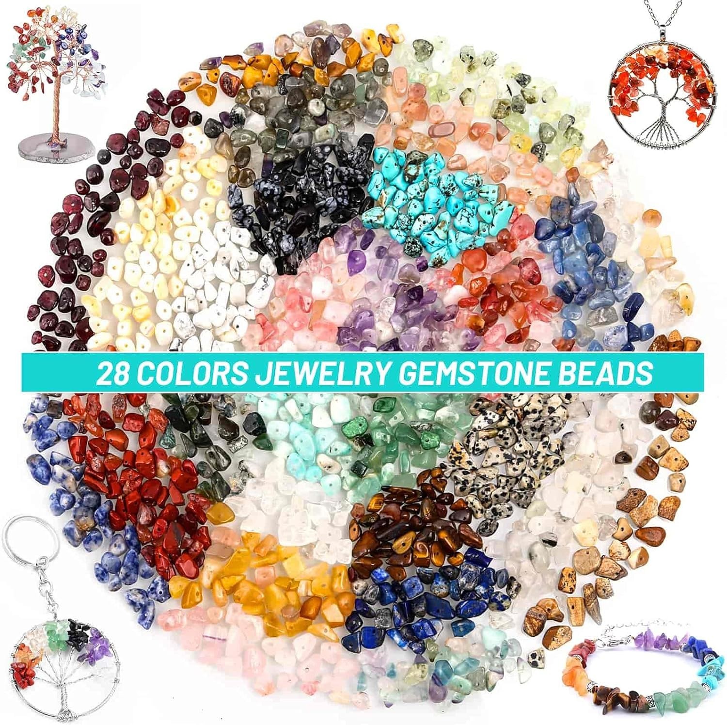 Adult Jewelry Craft Kit with 28 Colors of Crystal Beads and Tools Included