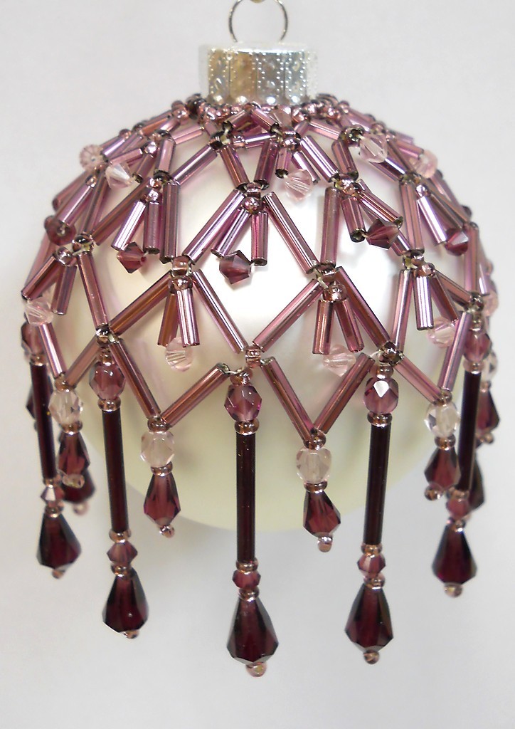PATTERN ONLY Beaded Christmas Ornament Cover Holiday Original “Amethyst Drop”