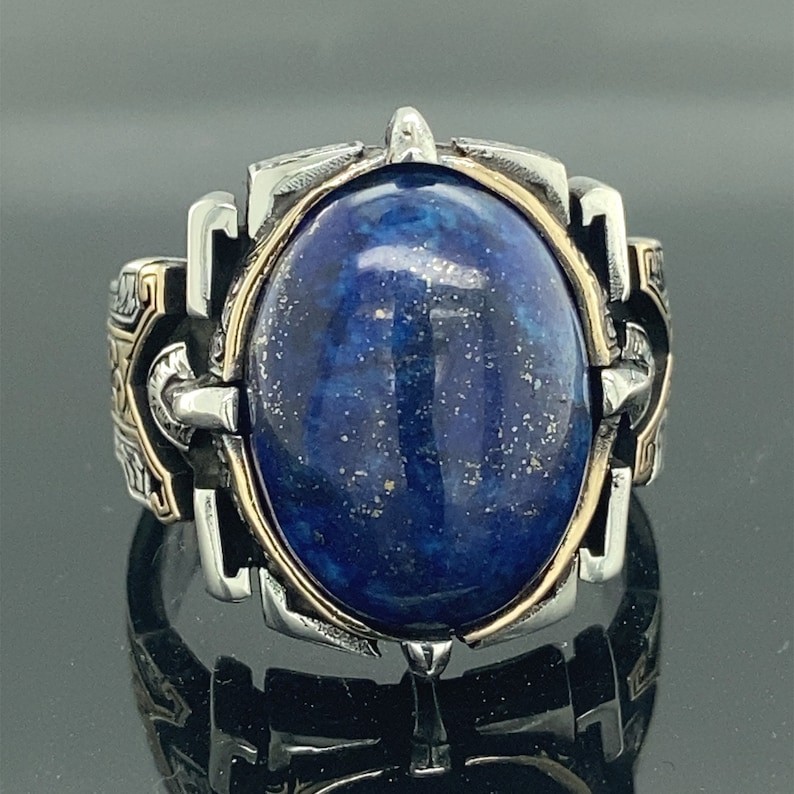 Natural Lapis Lazuli Ring 925 Sterling Silver Antique Warrior Style Handmade Jew