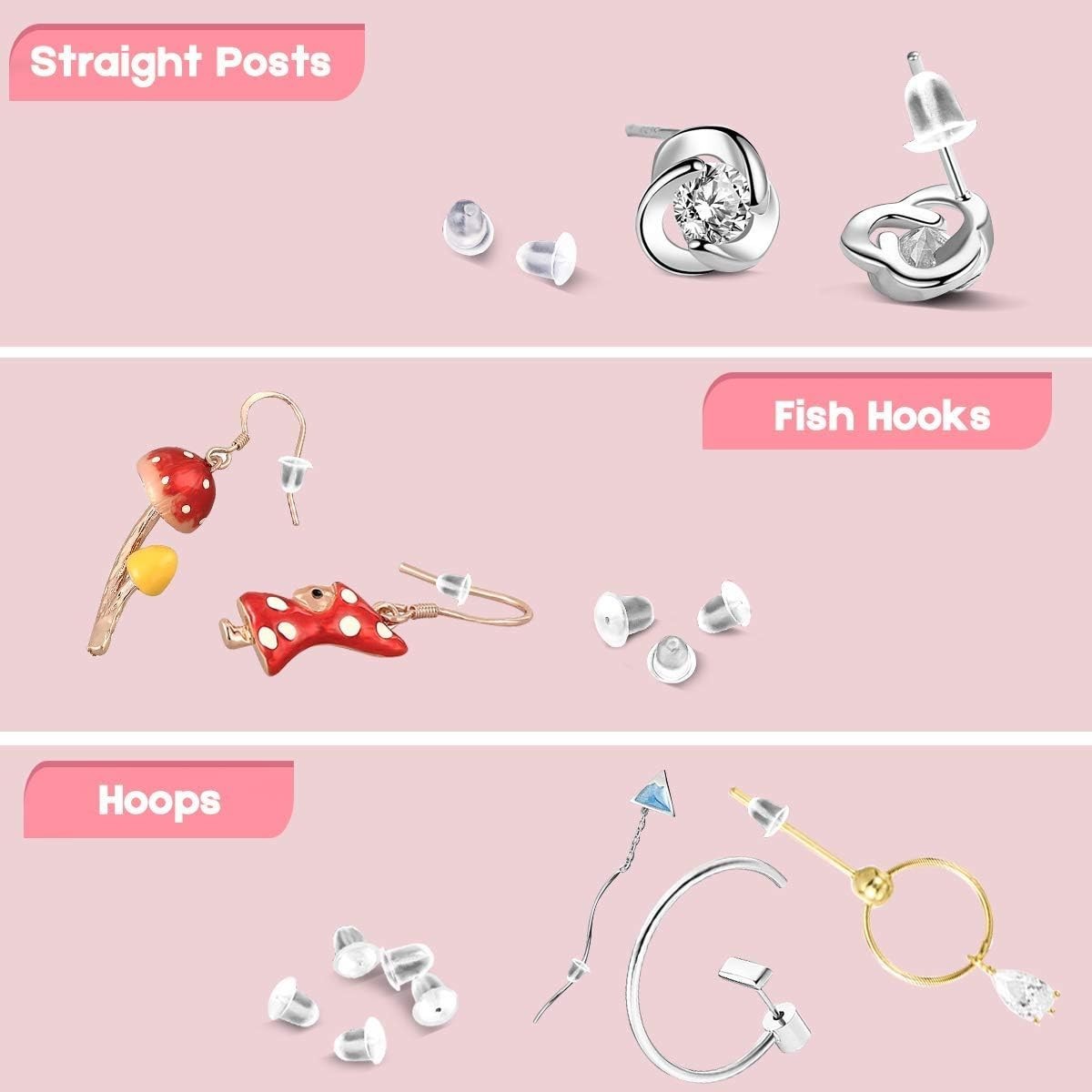 Commercial Grade Clear Silicone Earring Backings – 2000 PCS for Jewelry Stores
