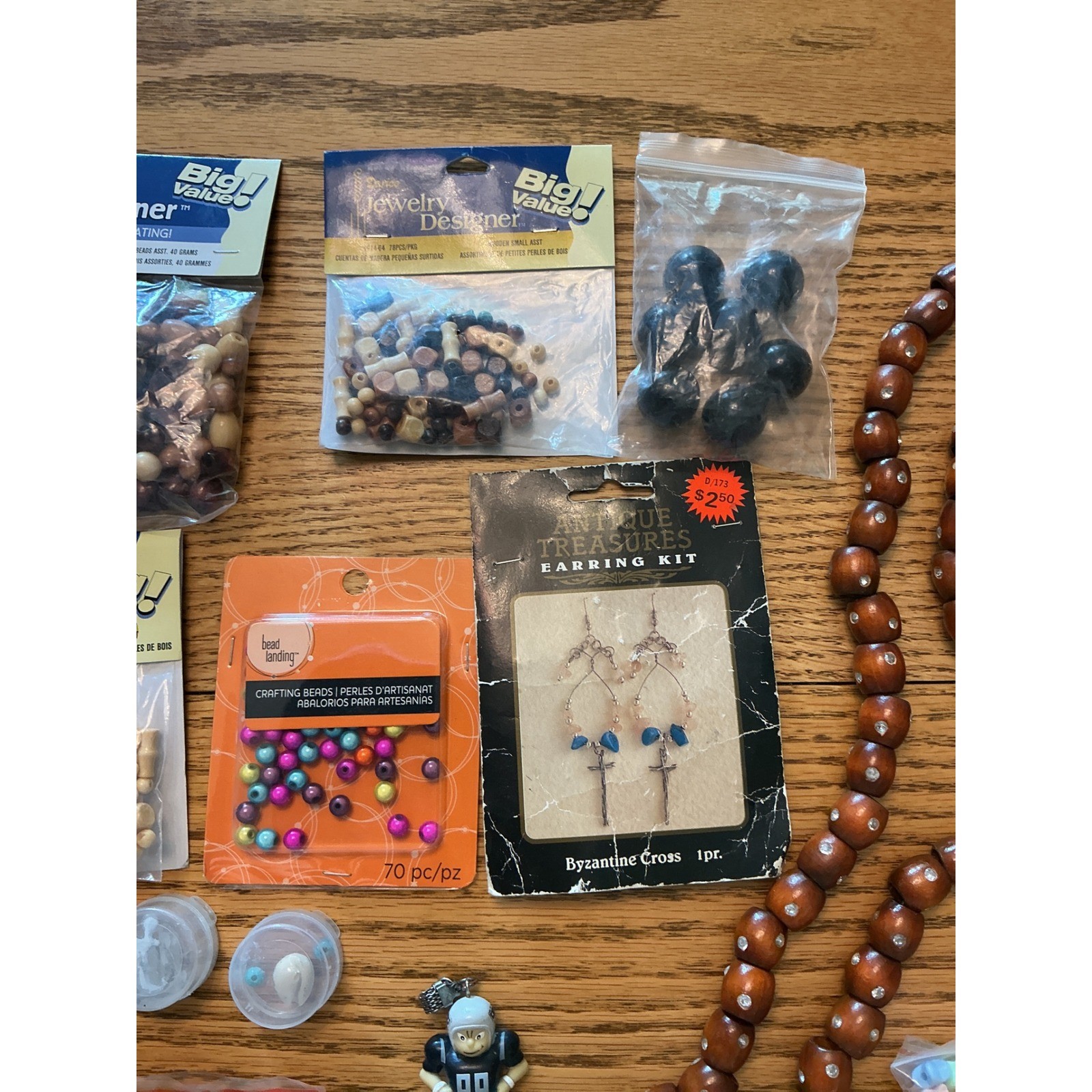 Mixed Jewelry Making Supplies Lot Darico Wood Beads Earring Kit Charms Crafting