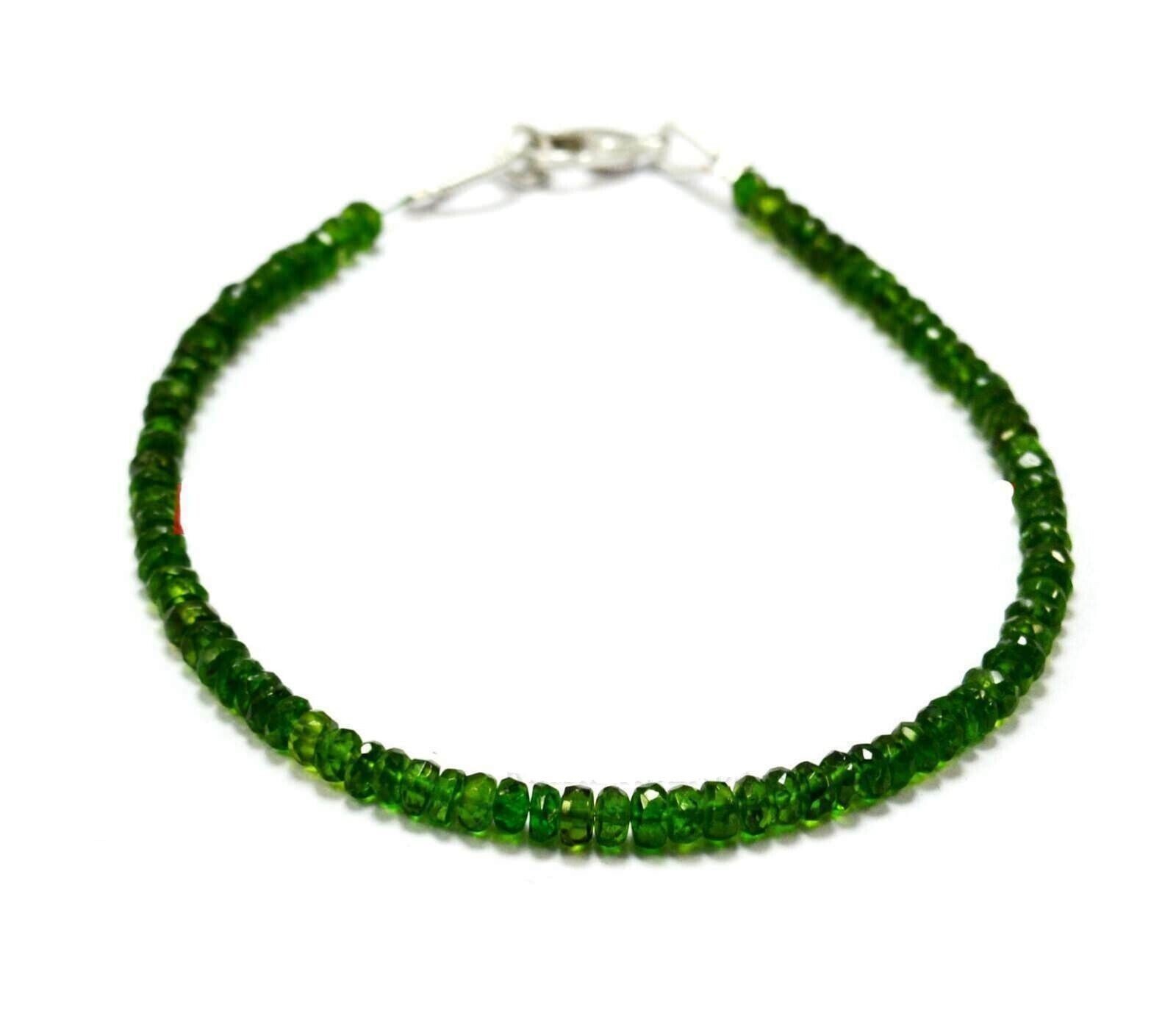 7″inch Bracelet Natural Chrome Diopside Rondelle Faceted 4-4.5mm Loose Beads