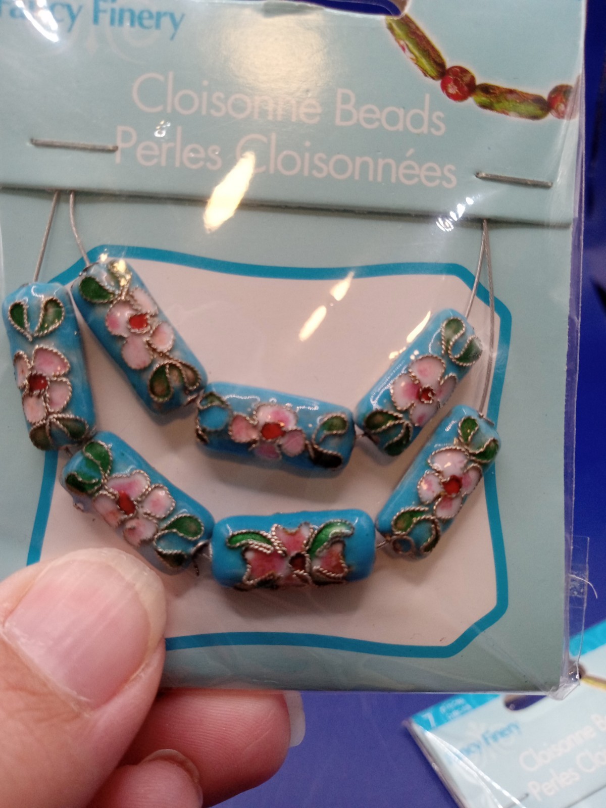 Fancy Finery CLOISONNE BEADS Lot 4x 7 Piece Packs • Pastel Colors • Floral • New