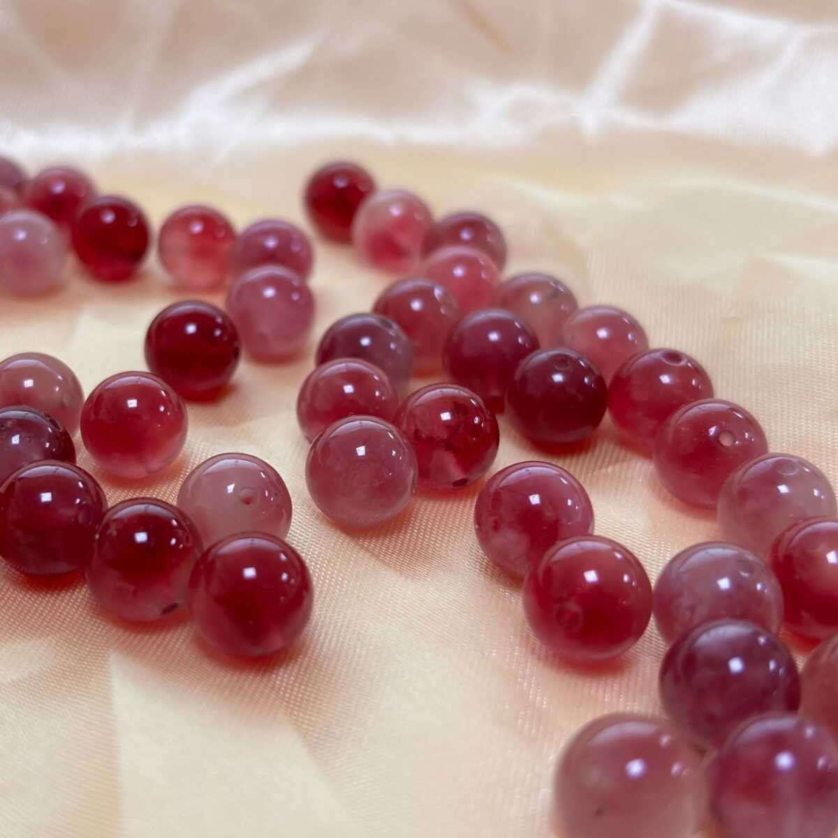 Jade Ice Powder Floating Flowers Strawberry Crystal Jade Marrow Loose Beads