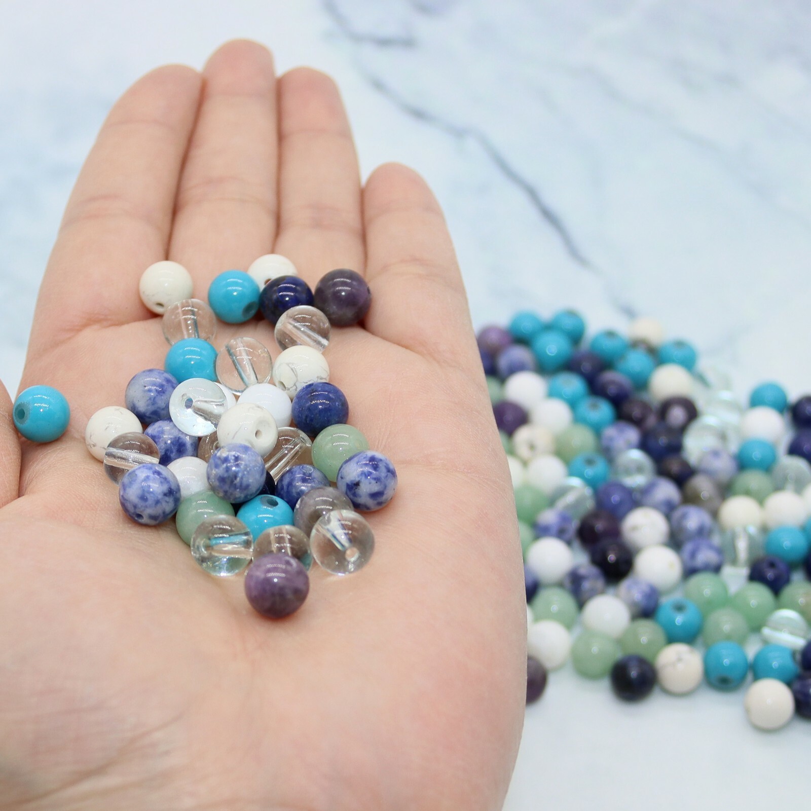 160 Round Gemstone Beads for Jewelry Making, 8mm Natural Semiprecious Stone Bead