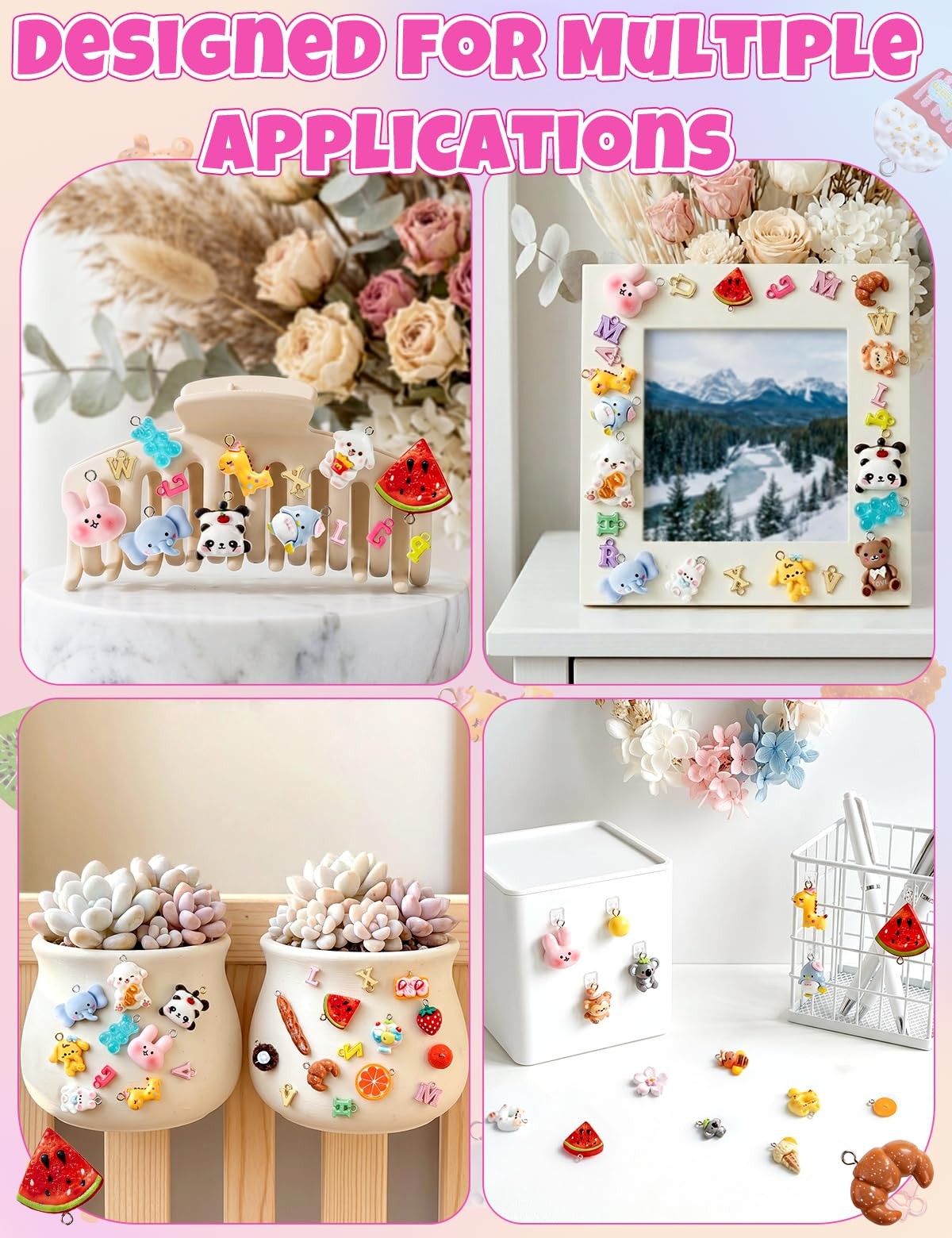 DIY Cute Resin Charms Mini Fruit Candy Animal Bracelet Keychain Jewelry Crafts