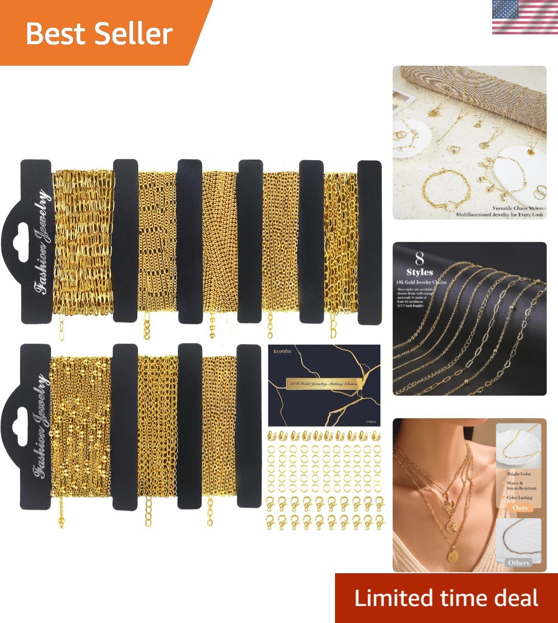 18k Gold Necklace Chains for Jewelry Making