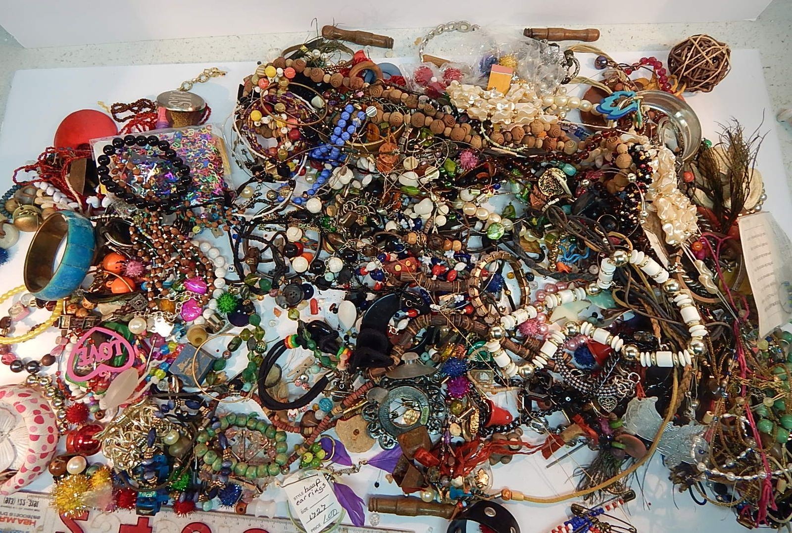 Vintage/Modern Gold-Silver-Tone Mixed Metal Scrap/Wearable Jewelry Lot 8+LBS