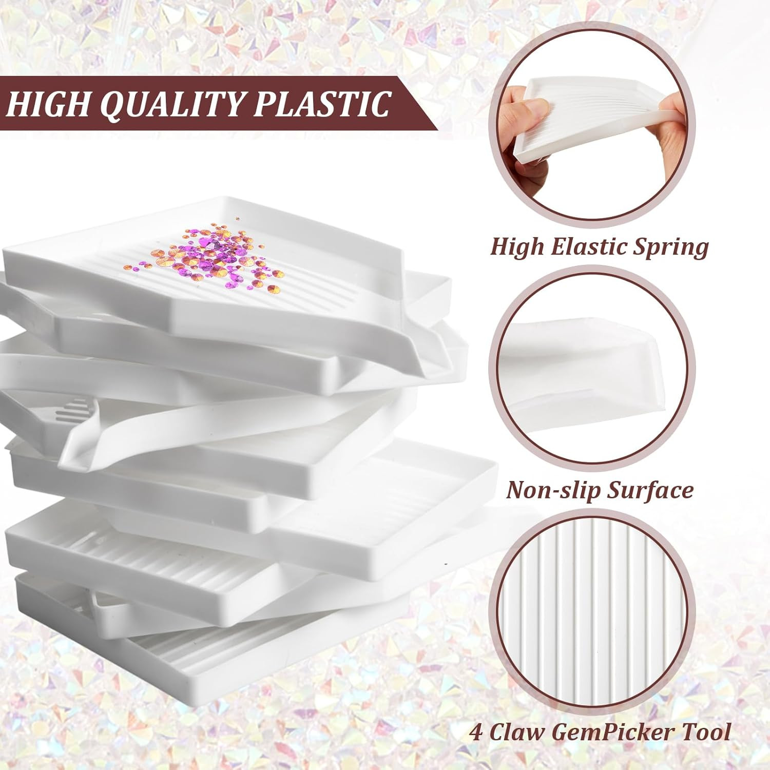 20 Diamond Art Trays and 3 Bead Scoops with Tweezers for DIY Jewelry Crafts