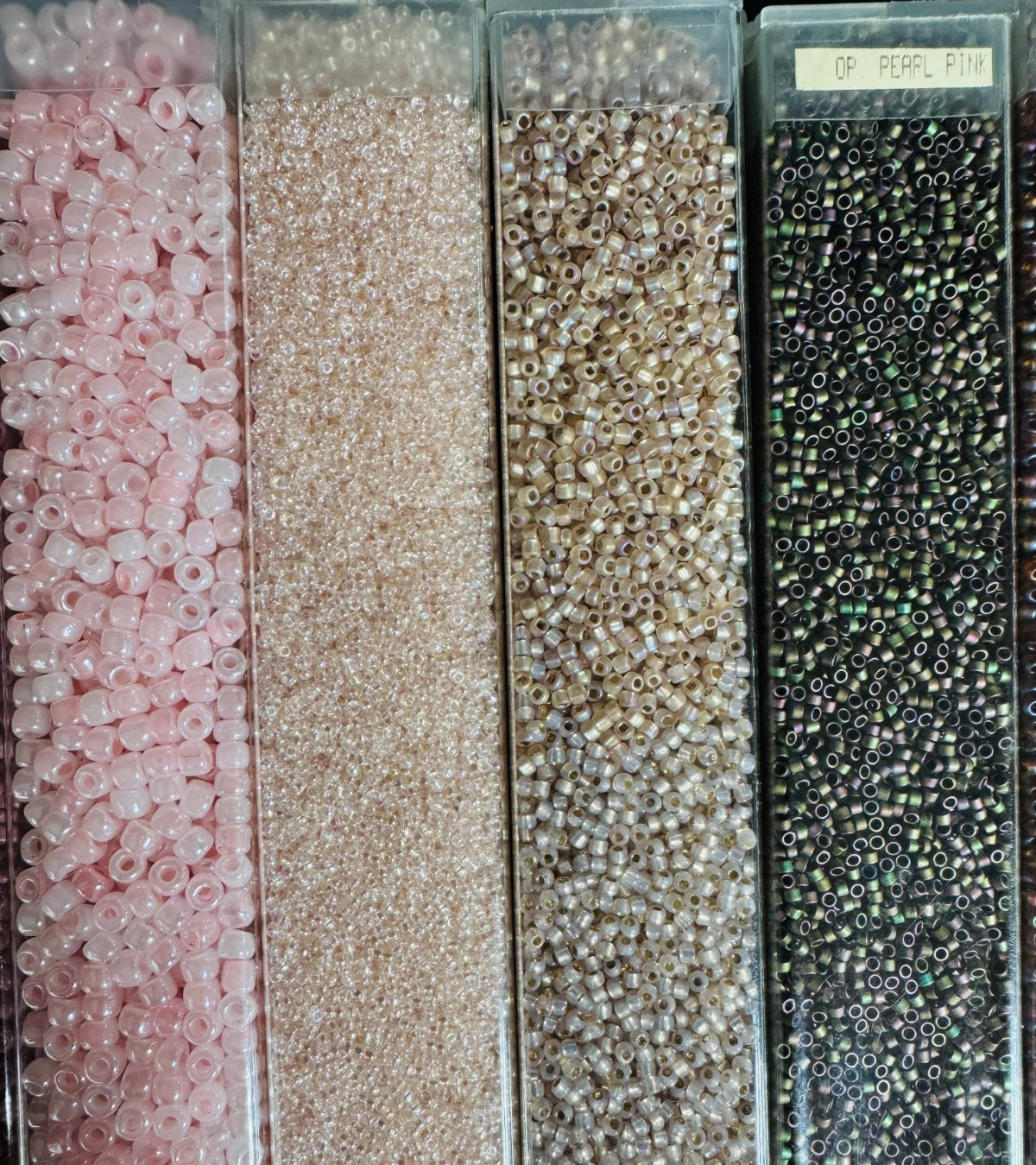 Glass Seed Bead Lot 26 Tubes – Iridescent Neon Mix Different Sizes NOS