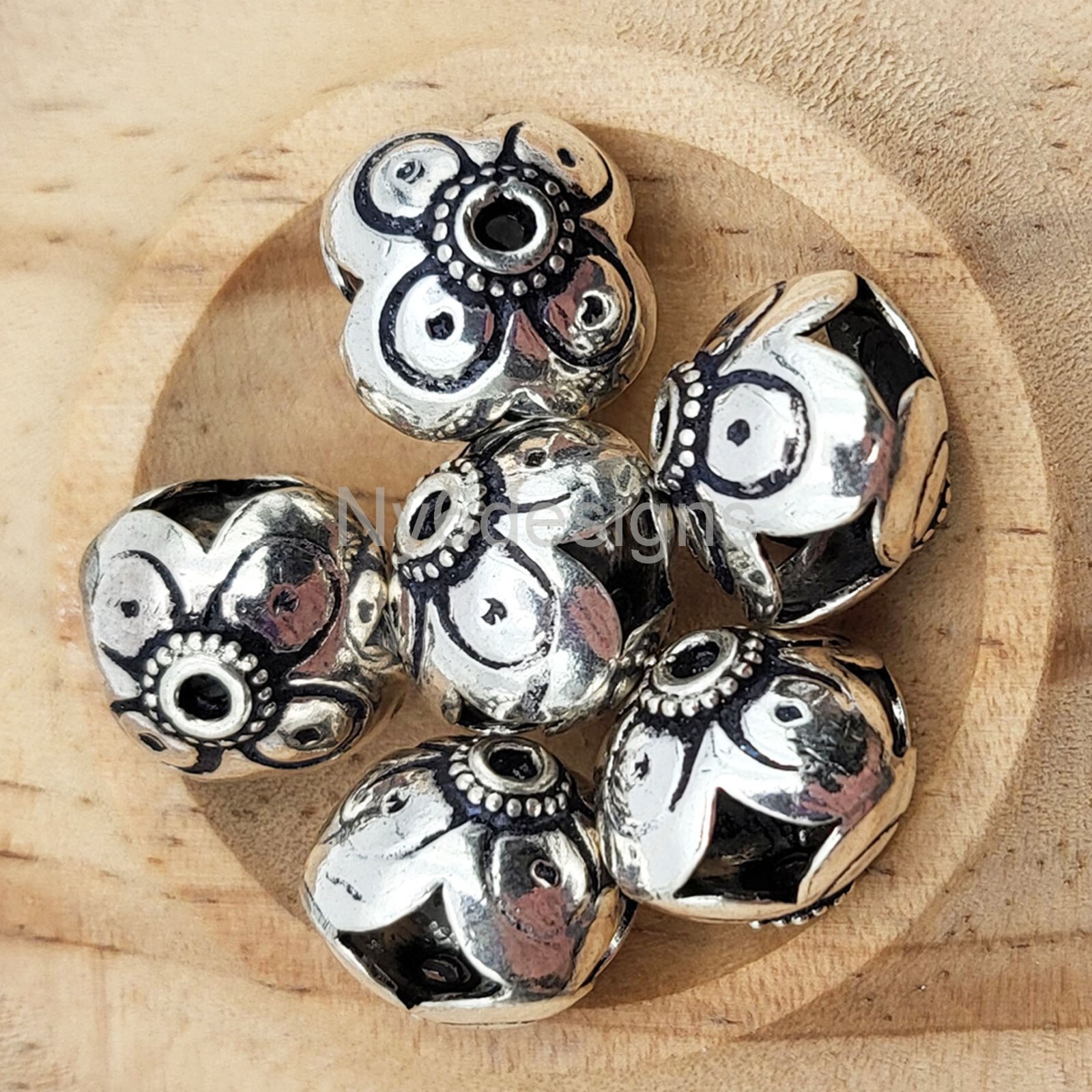 ONE Sterling Silver Bali Spacer Beads 13x10mm Rondelle .925 Lovely Bead Jewelry