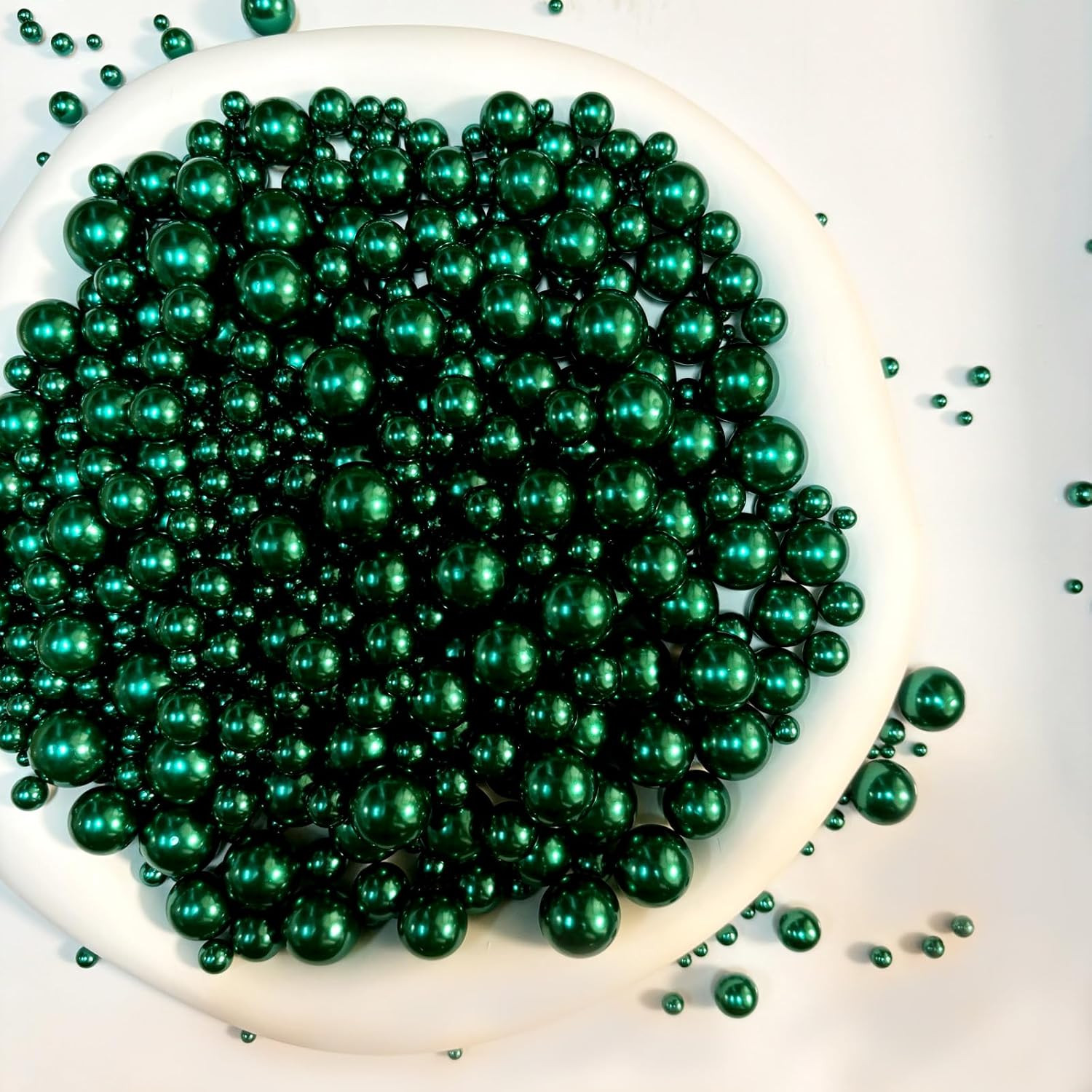1050PCS Assorted Pearls No Holes, 3-14Mm Darkgreen Pearl Beads, Loose Pearl with
