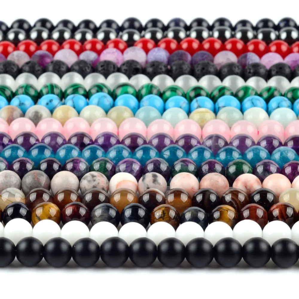 Natural Gemstone Round Spacer Loose Beads for Jewelry Making DIY 4mm-12mm