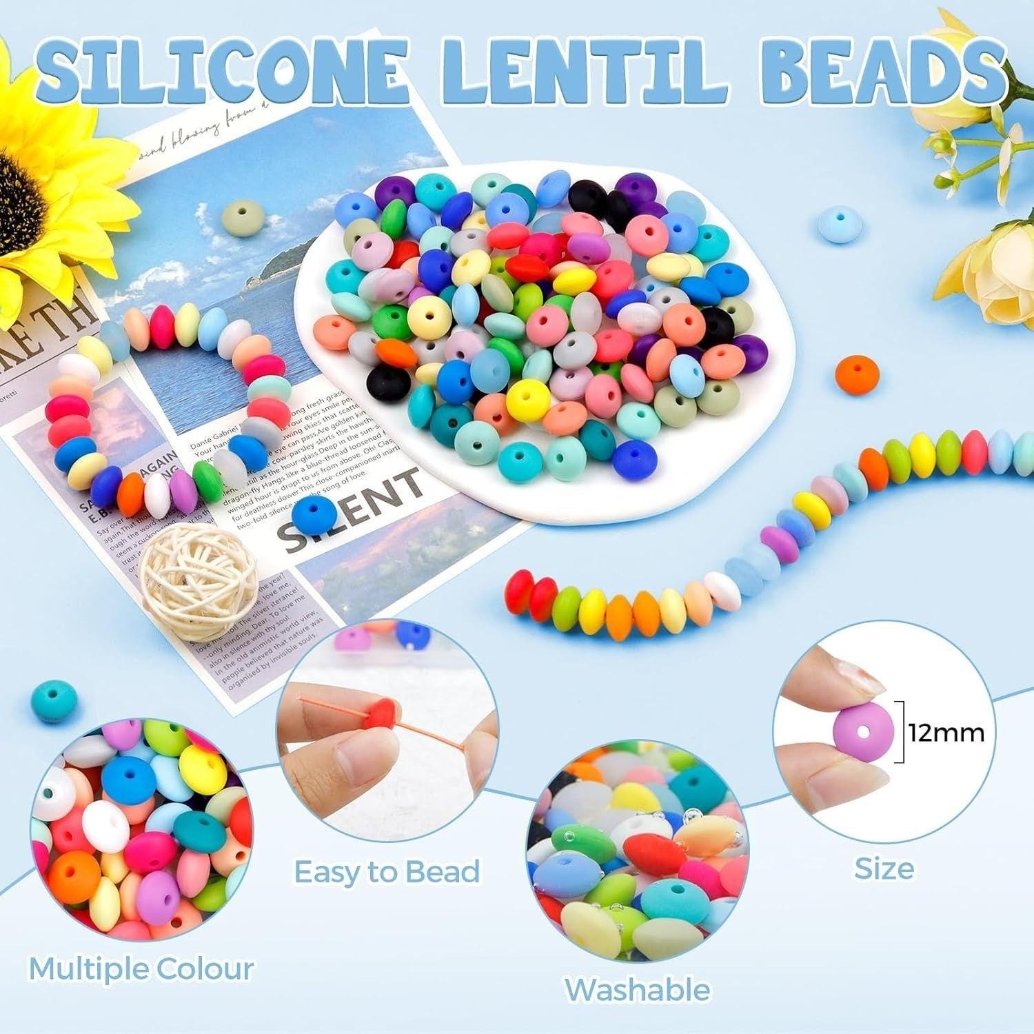 180Pcs Silicone Lentils 30 Colors Abacus Round Beads for Small Keychain Tipo 01
