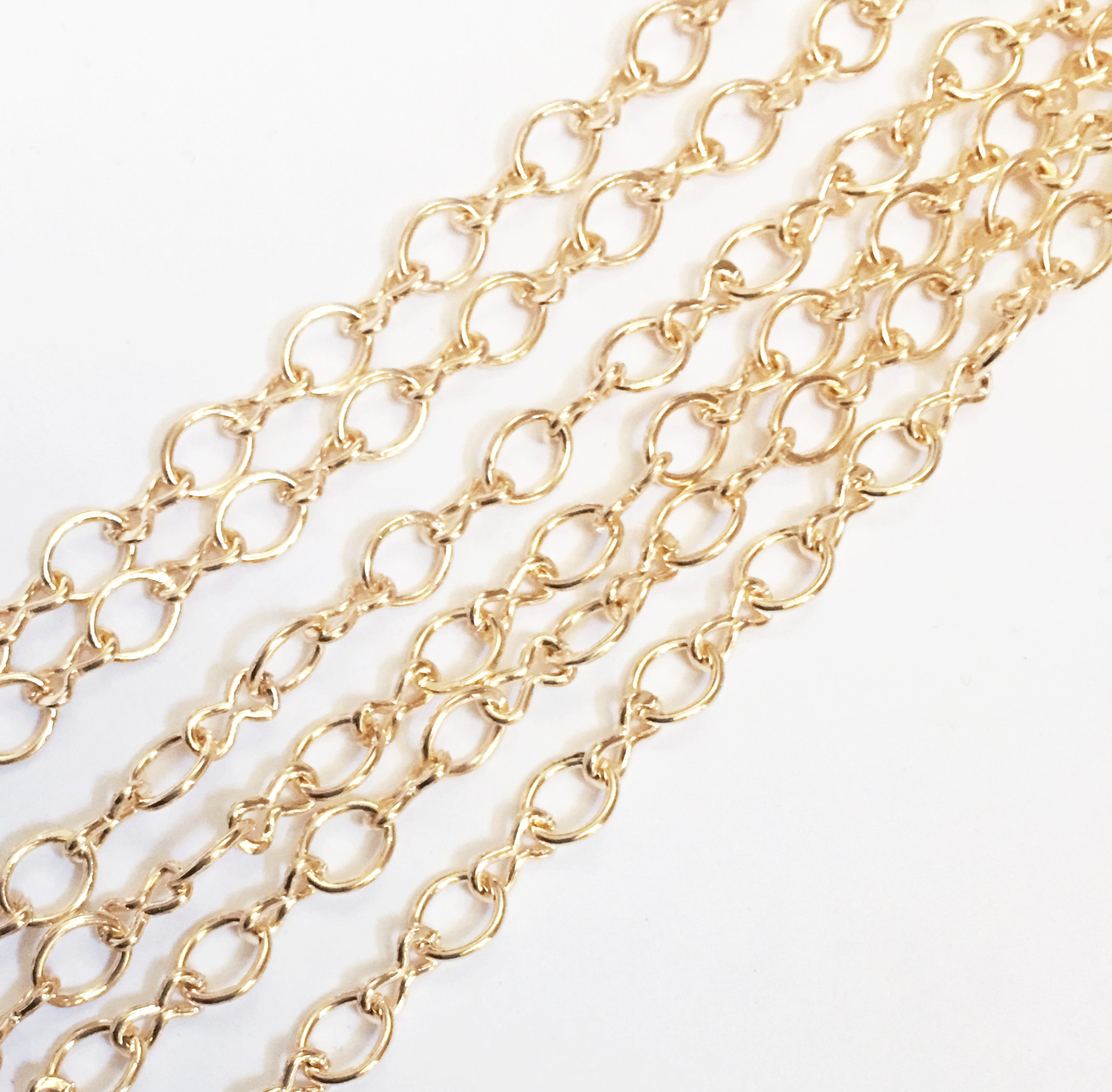 Bulk 48 ft light gold plated steel figure 8 chain , bulk gold figure 8 chain