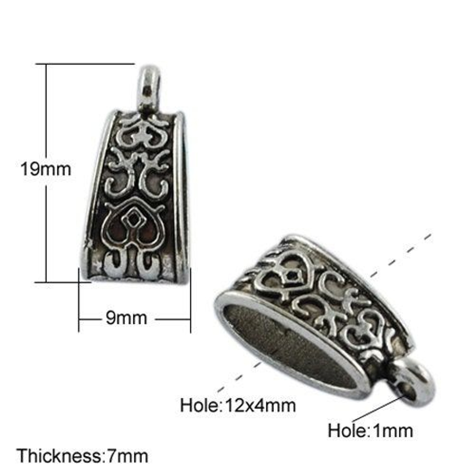 10 Hang Bails Antiqued Silver Blank Jewelry Findings Charm Pendant Hangers