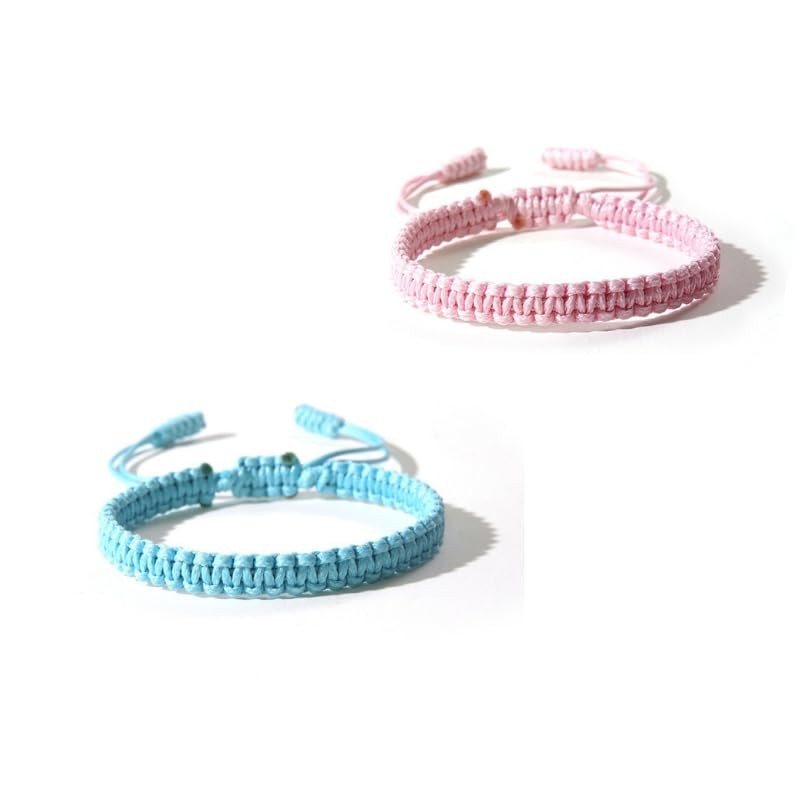 2PCS Boho Surfer Bracelets for Women Men Handmade Colorful Braided String C – 04