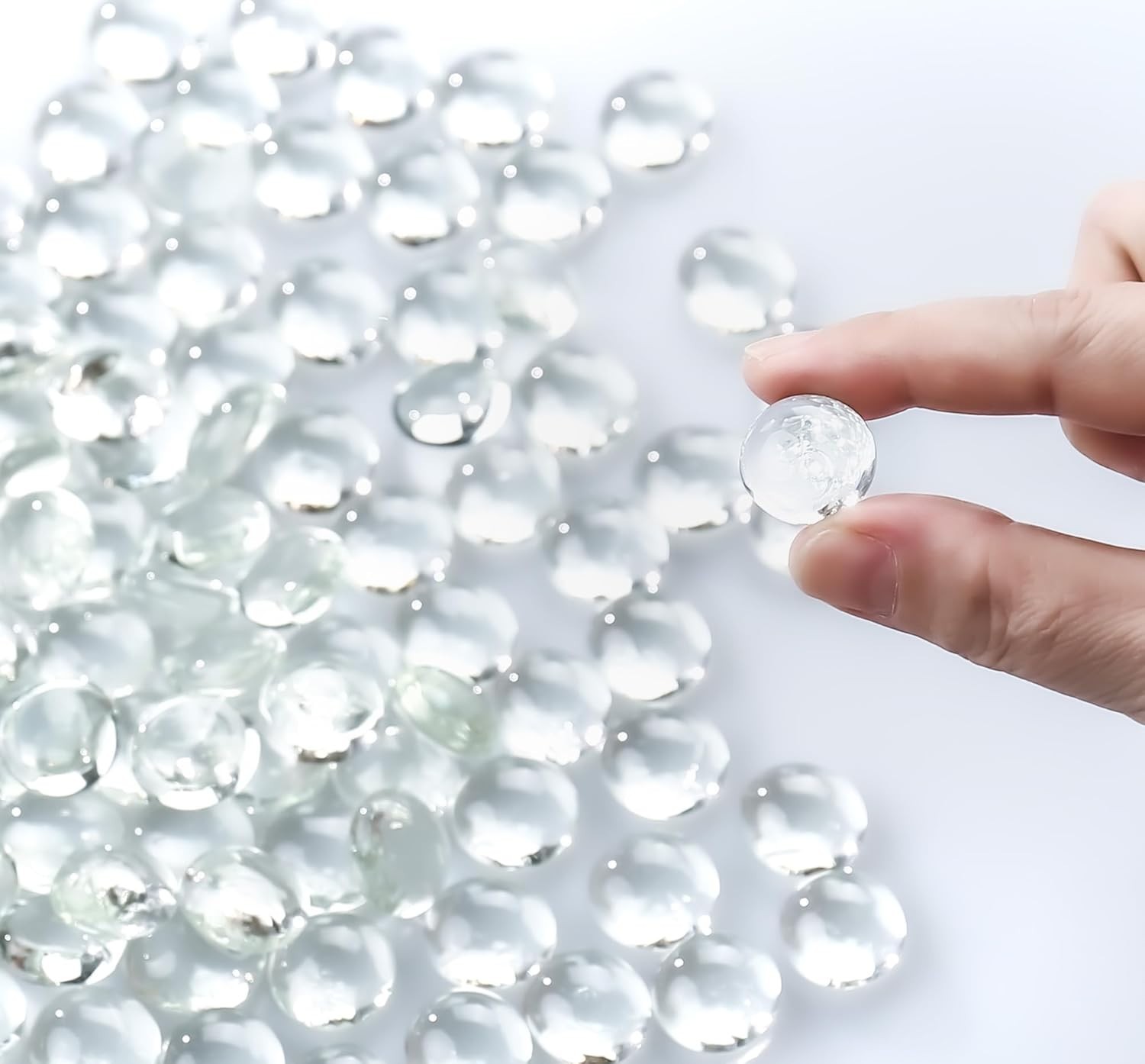 Artisan-Made Clear Glass Gemstone Beads – 1 LB for Mosaic & Aquarium Decoration