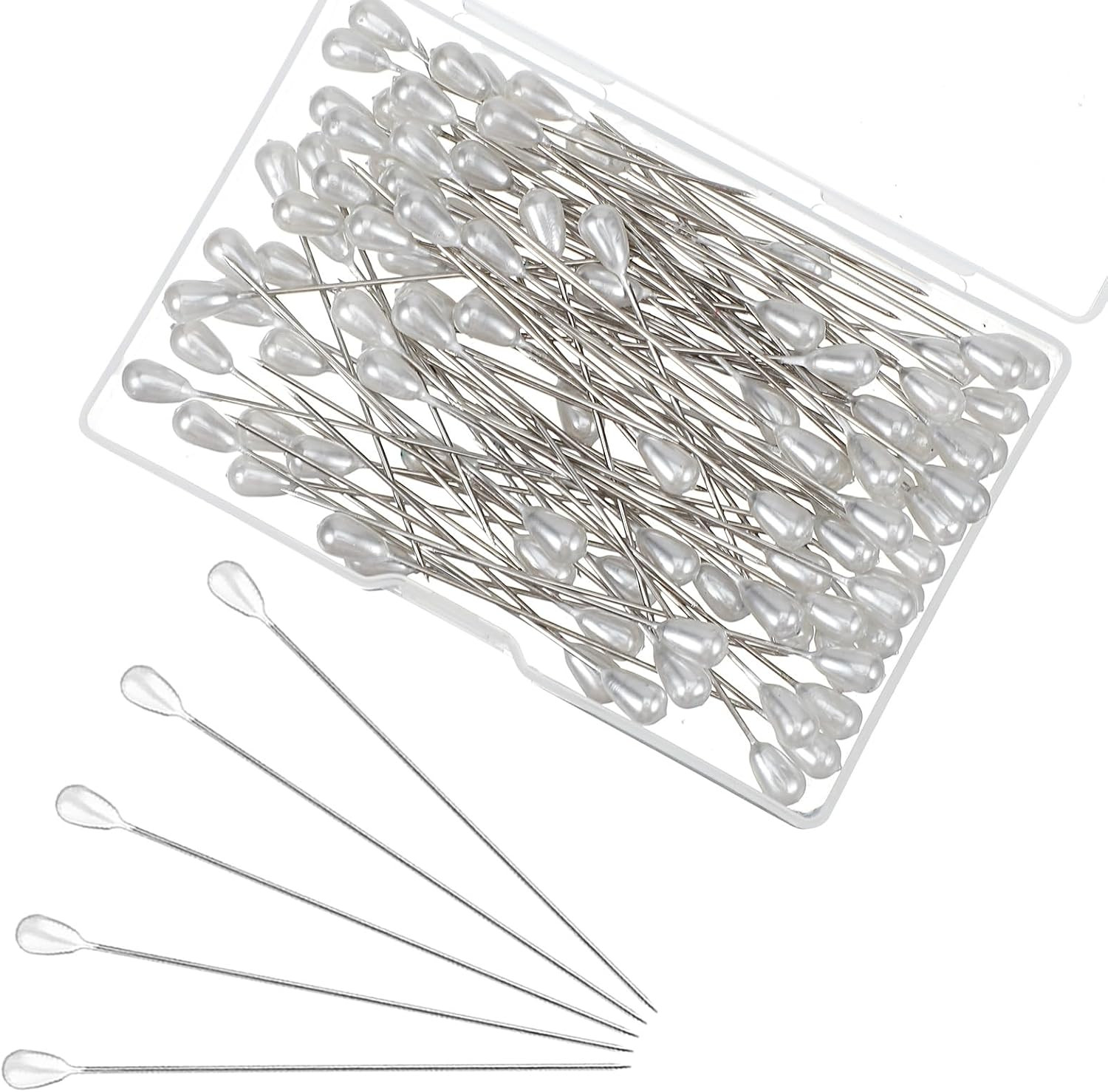 100 PCS Pearl Head Pins, 2 Inch Corsage Boutonniere Pins Straight Pin