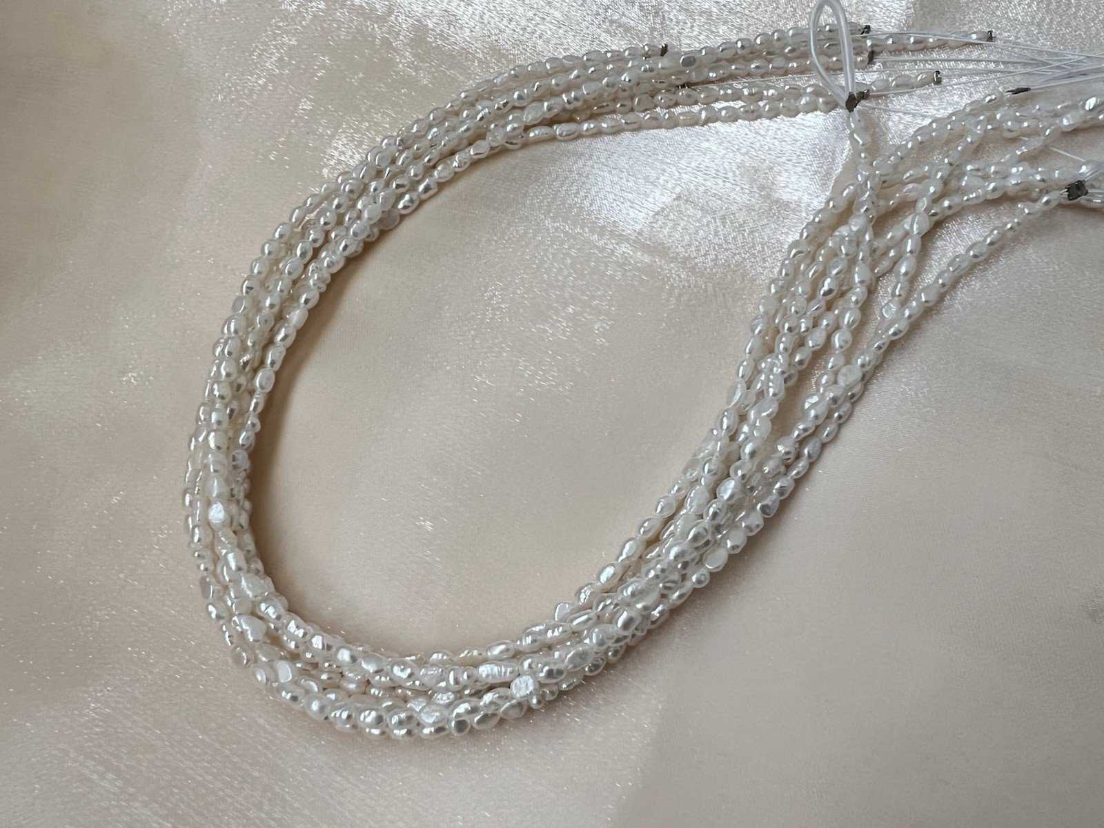 Natural White Fresh Water Pearl Baroque Rice Beads 3-3.5mm Approx. 15” Strand