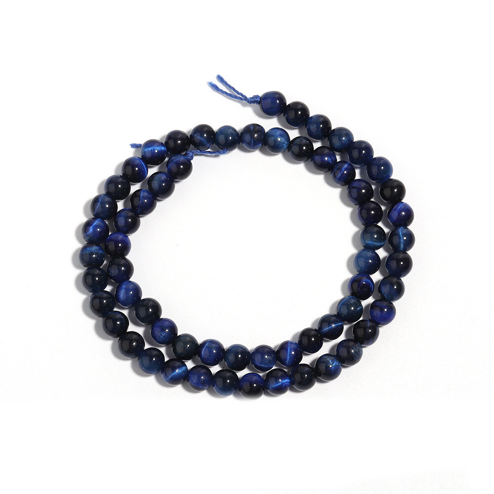 Natural Blue Tiger’s Eye Gemstone Smooth Round Loose Beads for Jewelry Making