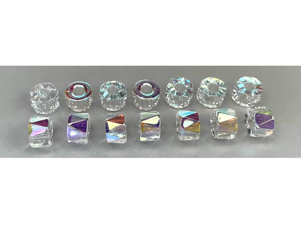Czech Glass LARGE HOLE Tire Spacer Faceted Beads 9mm Crystal AB 40 pcs P445-P580