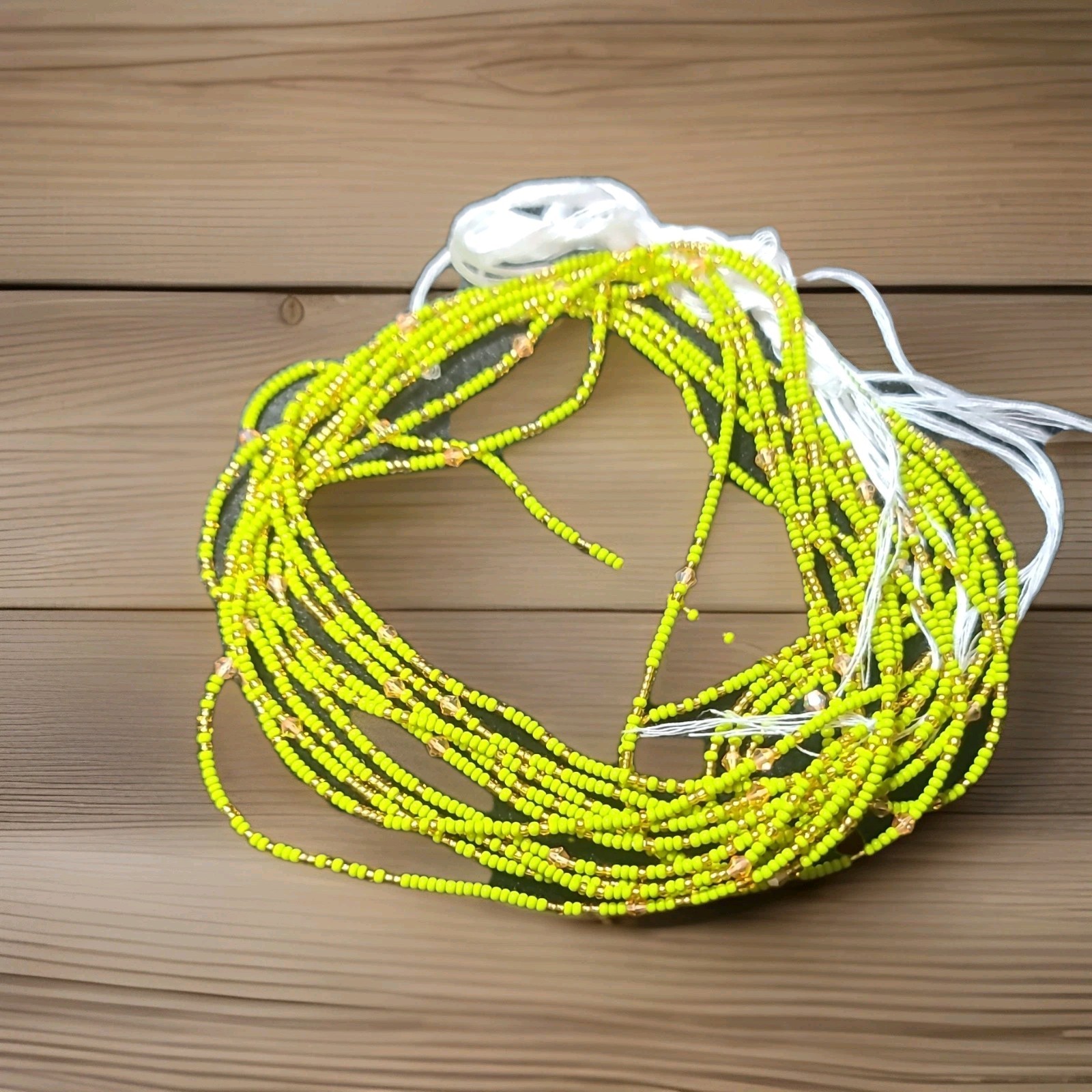 Green Glossy Rocaille Seed Bead Strands, 2-2.9mm Seed/Cylinder . 5 set