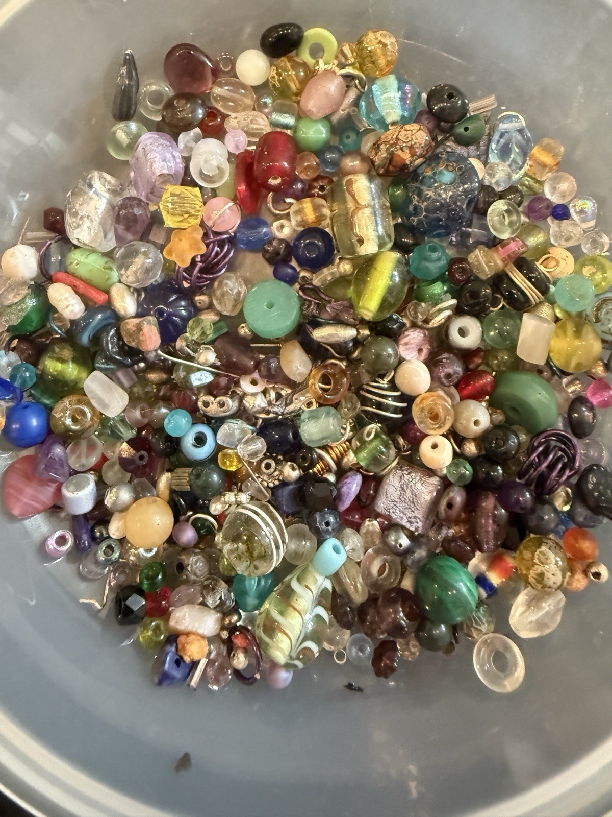 Bead Mix Lot – Czech Glass, and Mixed Beads, 3.6 ounces. New and used, as shown.