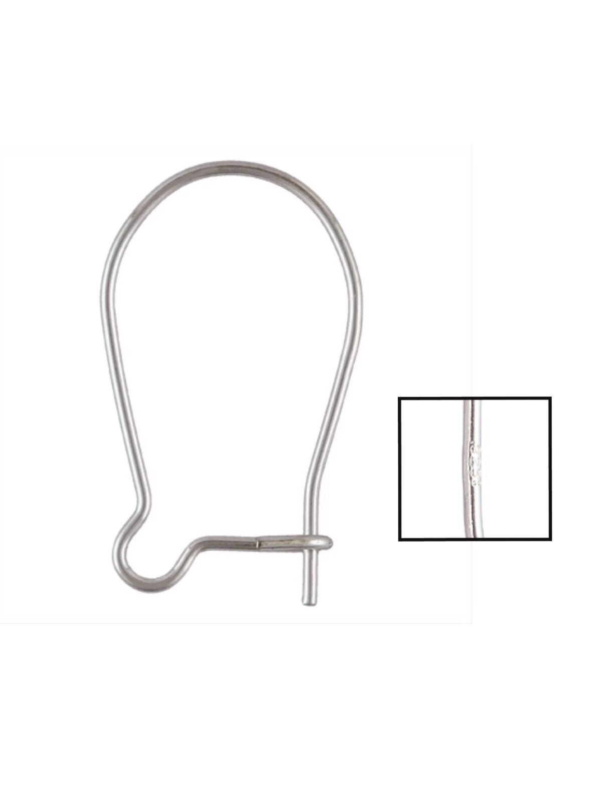 925 Sterling Silver 16mm Kidney Ear Wires 10pcs / 20pcs #5209-1